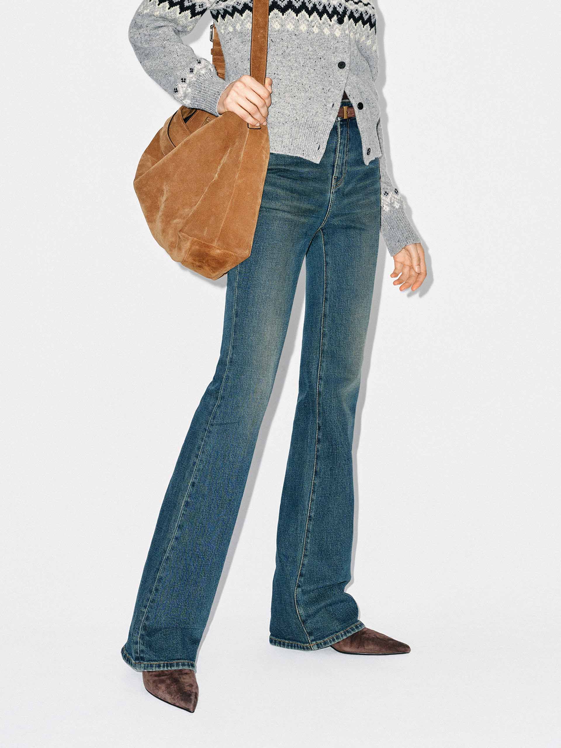Faded Blue Flared Jeans - Image 3