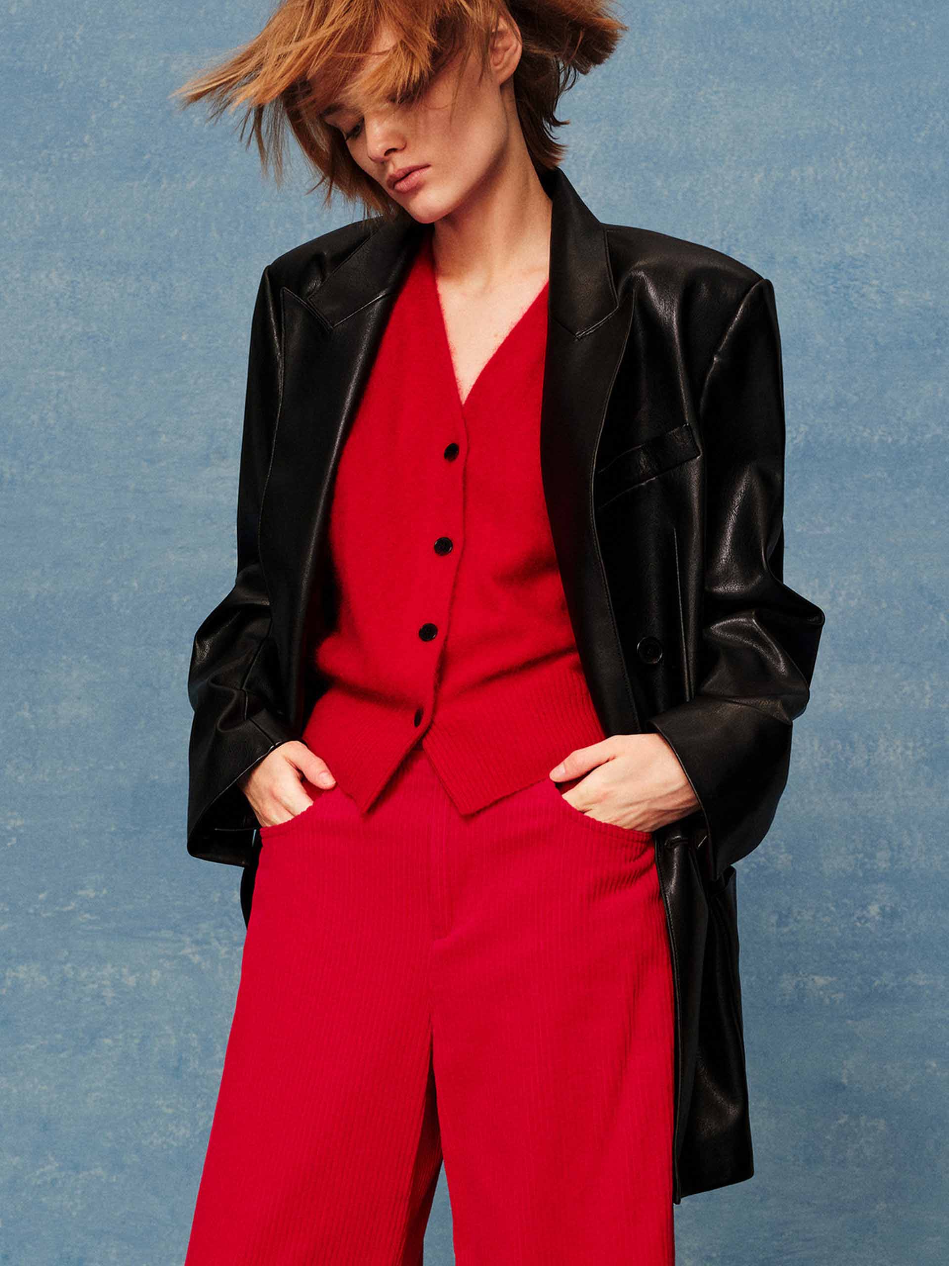 Faux Leather Black Blazer - Image 3