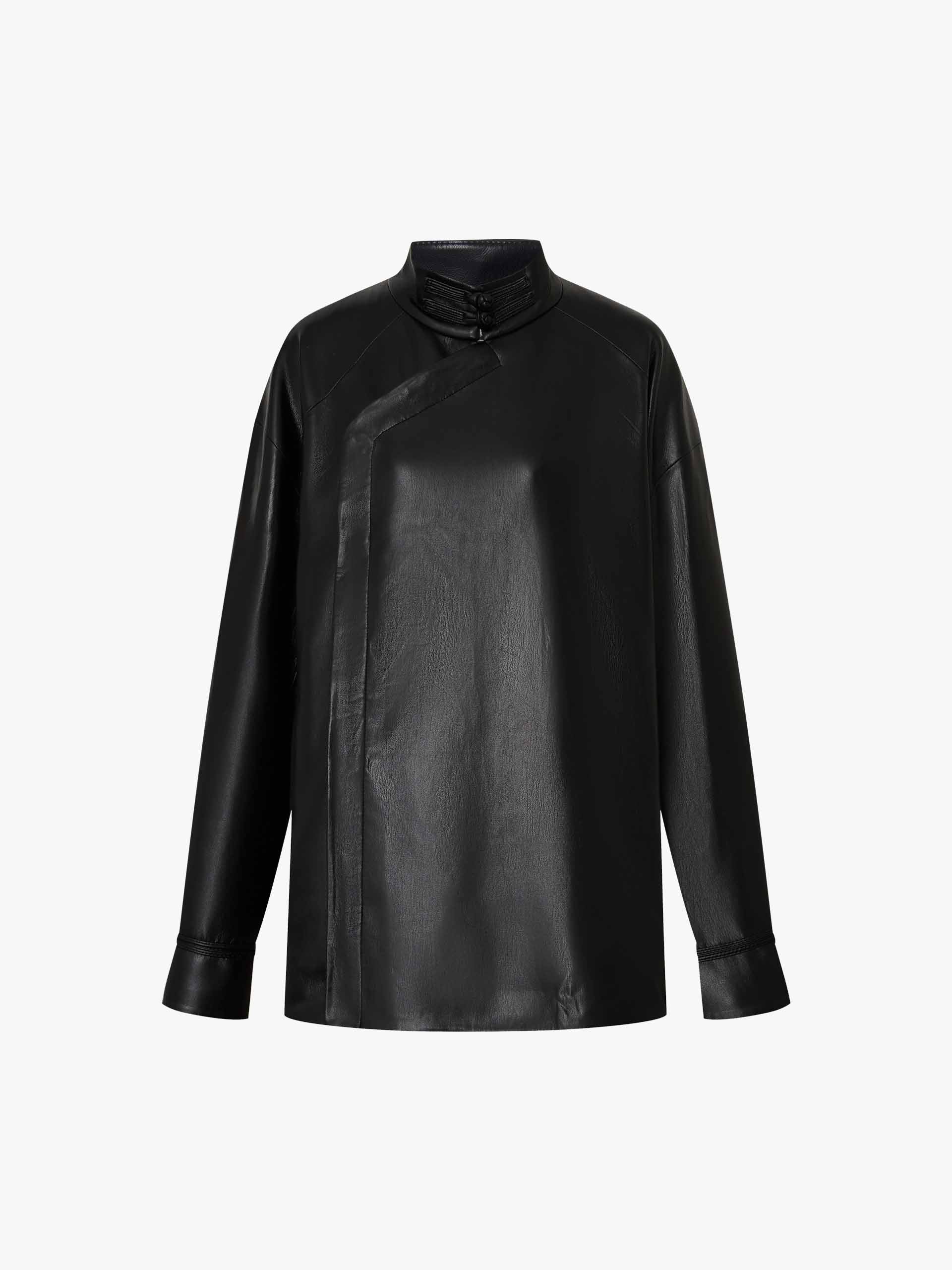 Faux Leather Loose Coat - Image 4