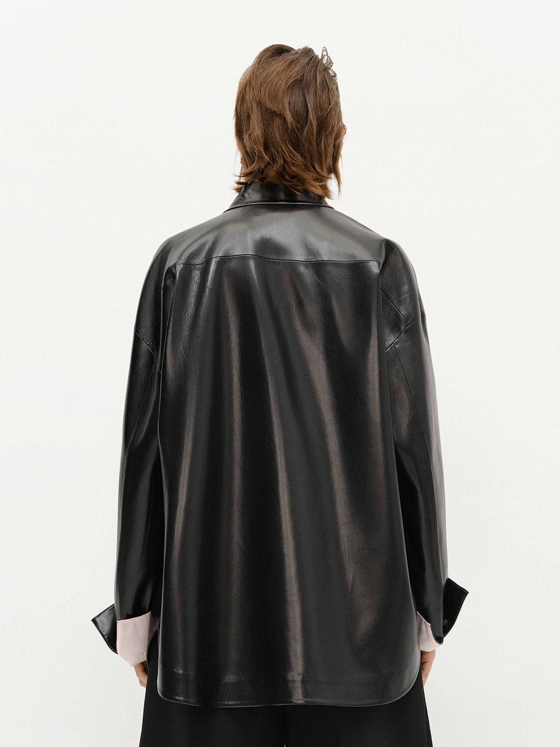 Faux Leather Loose Coat - Image 6