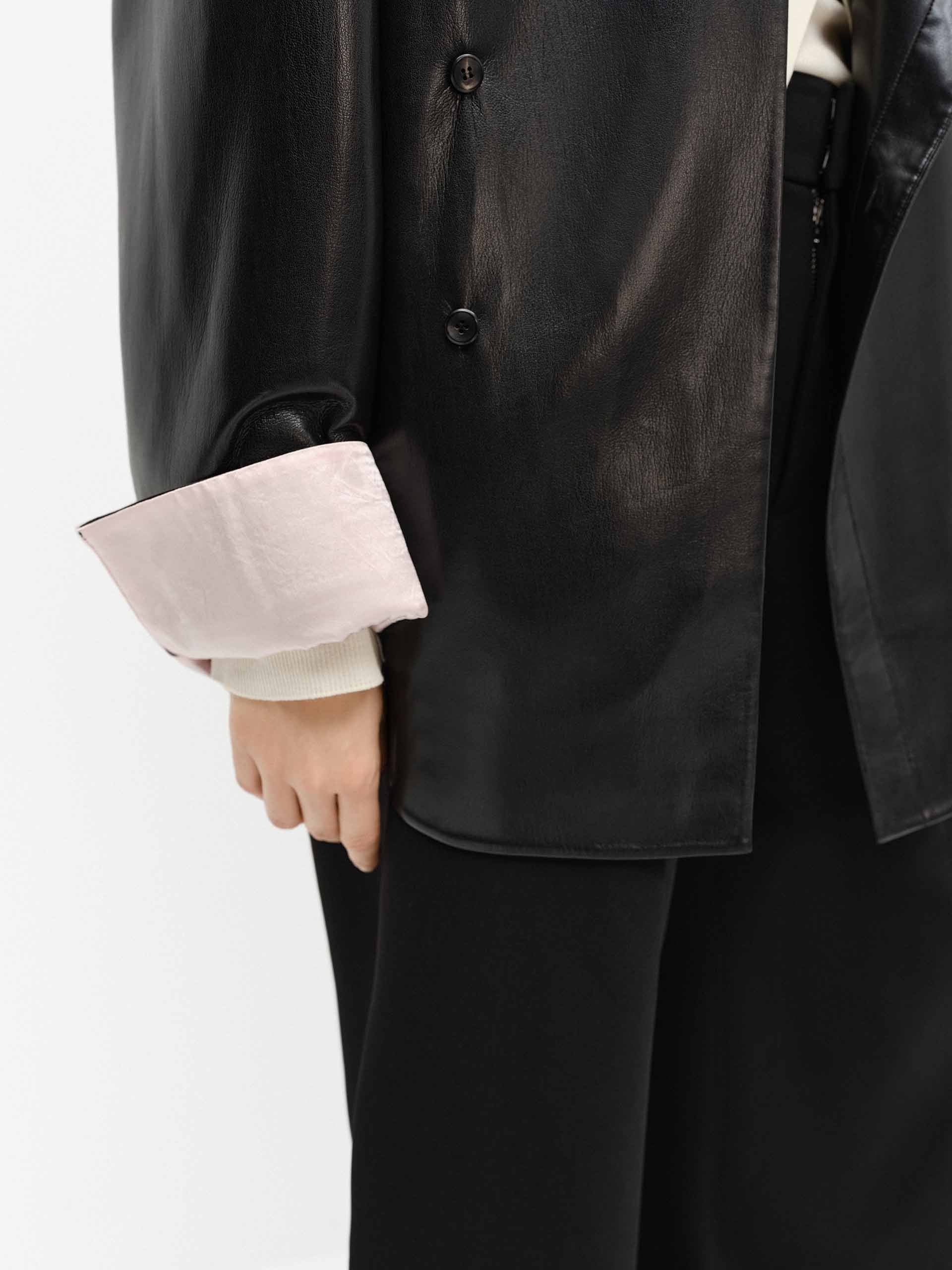 Faux Leather Loose Coat - Image 9