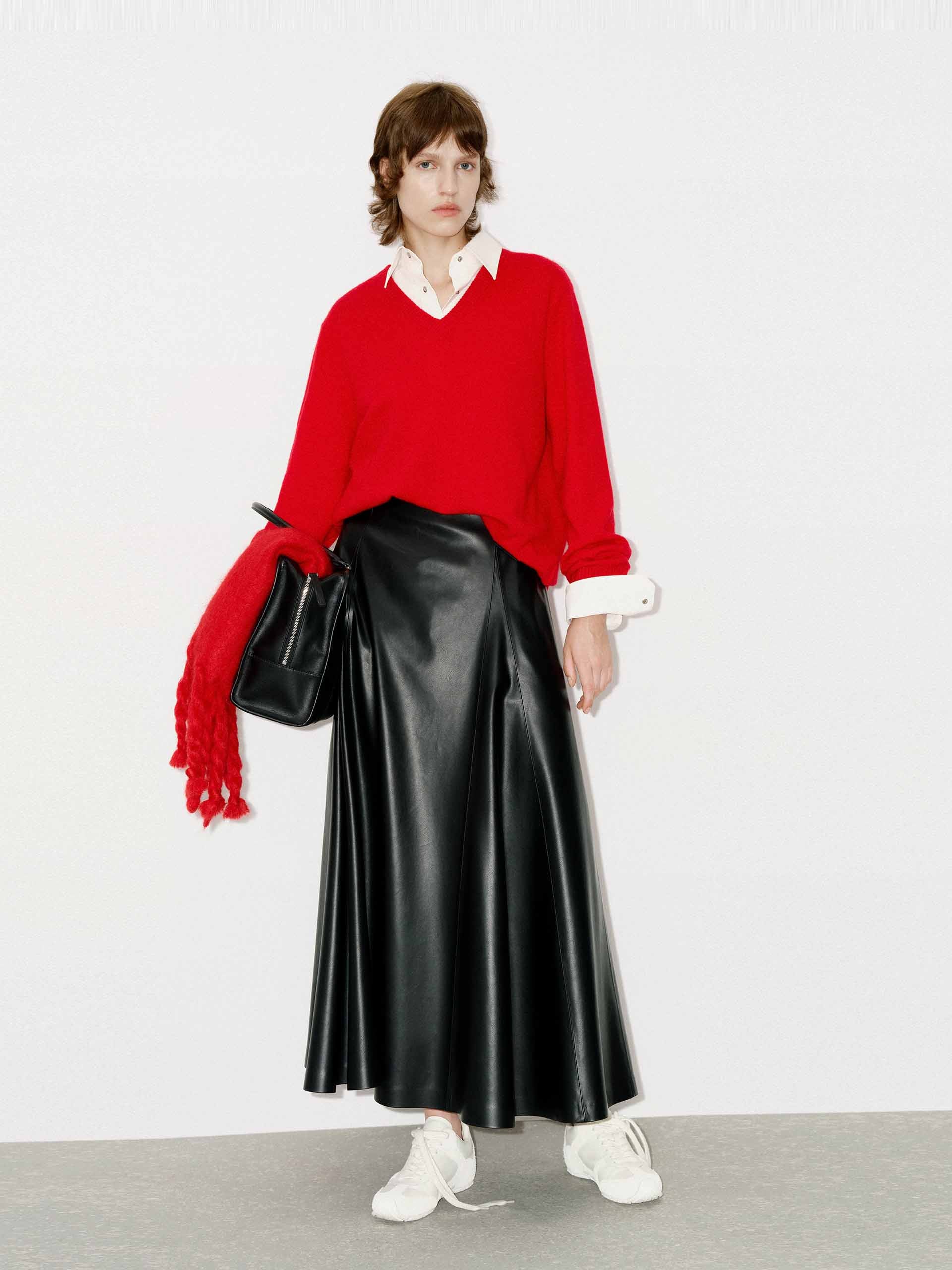 Faux Leather Midi Skirt - Image 2