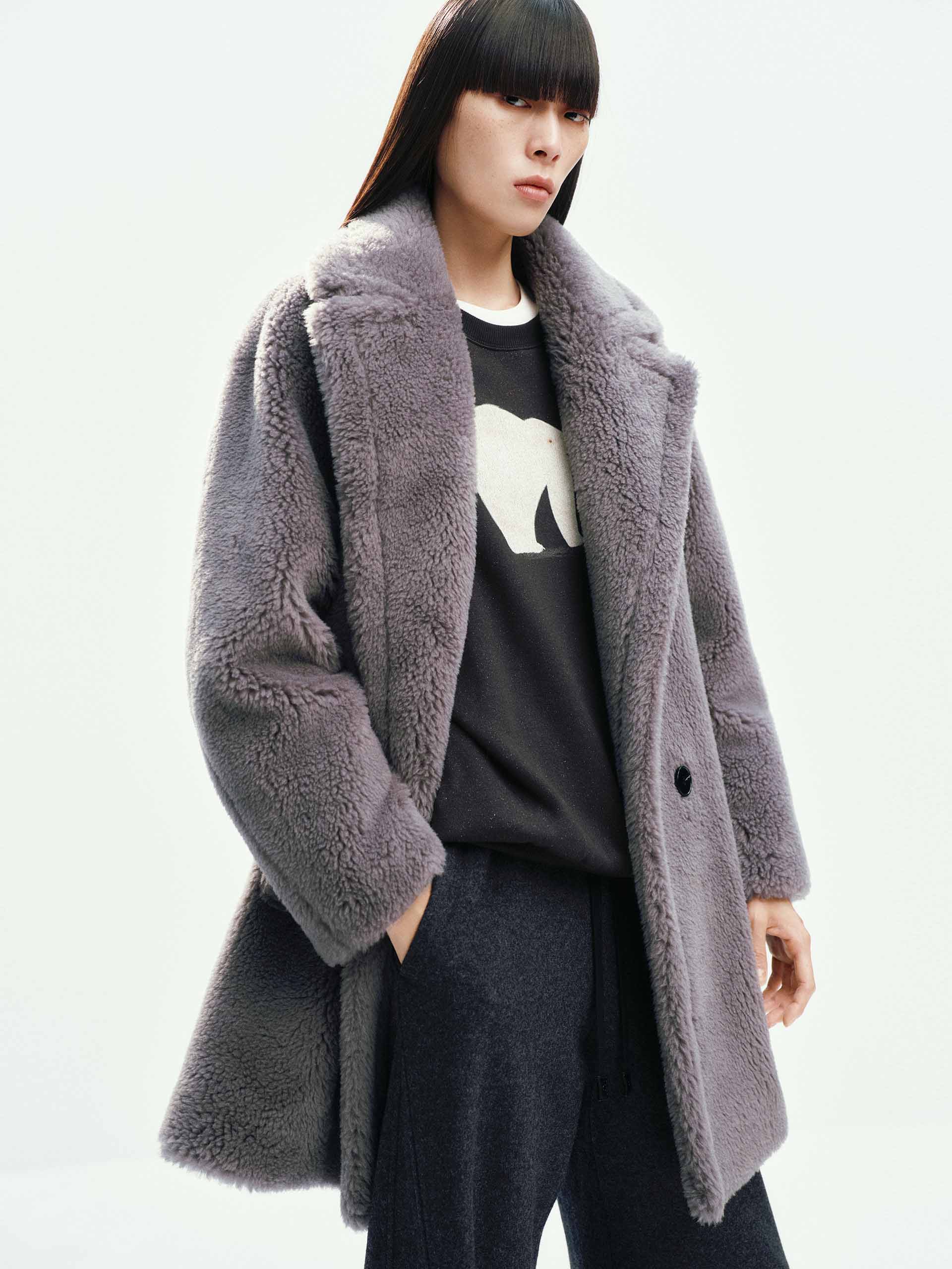 Faux Shearling Lapel Coat - Image 9