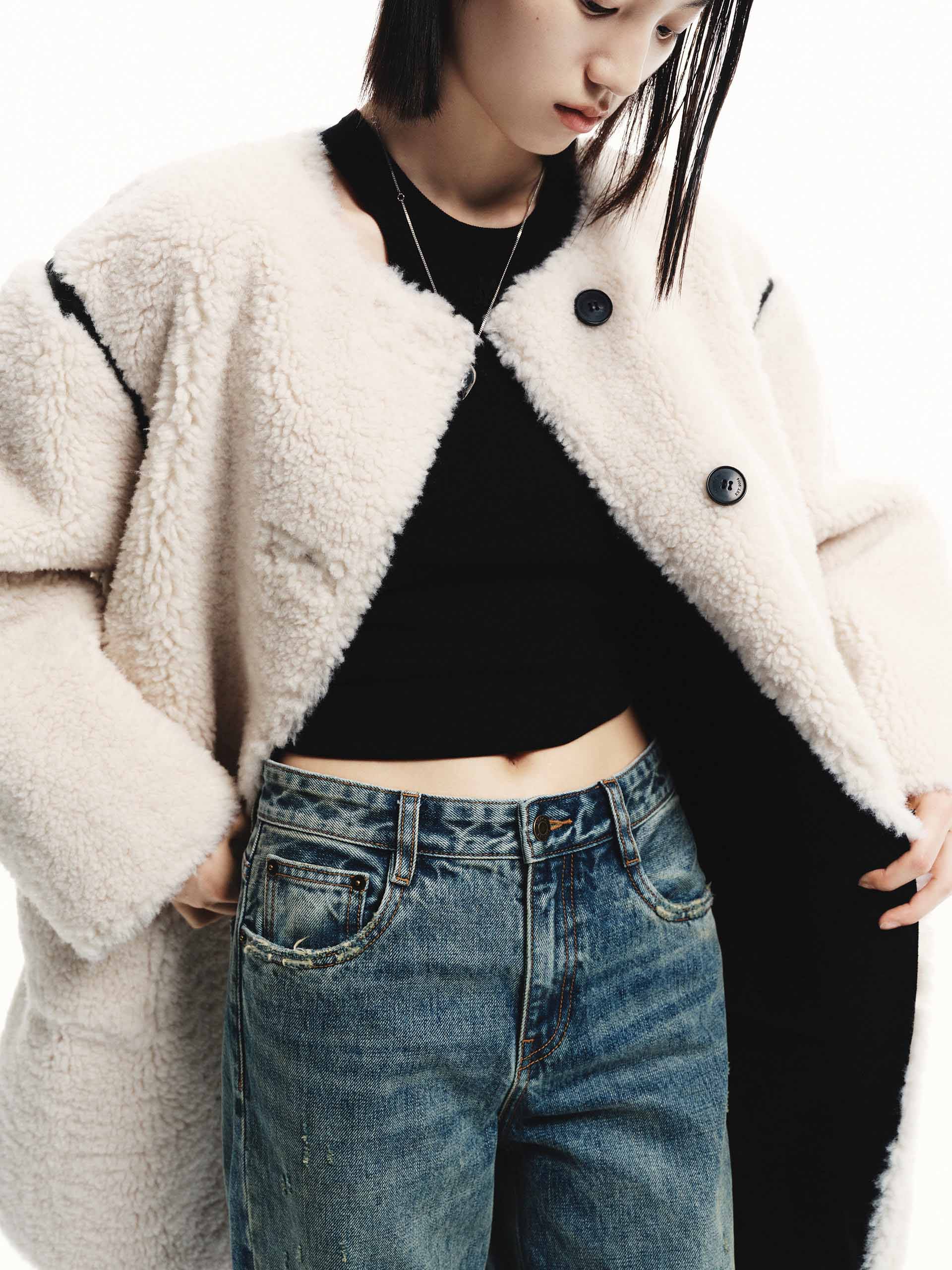 Faux Shearling Midi Coat - Image 2