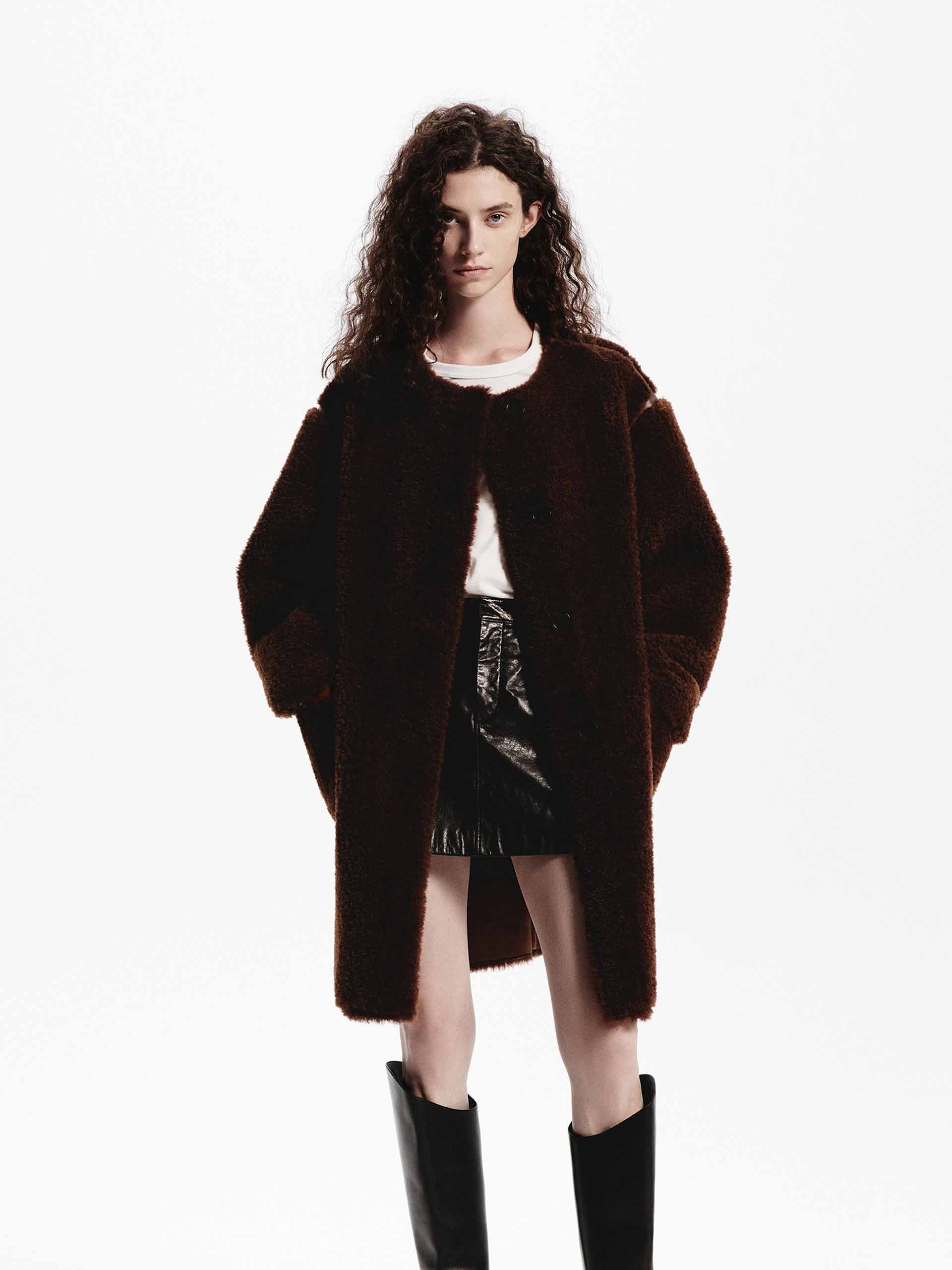 Faux Shearling Midi Coat - Image 9