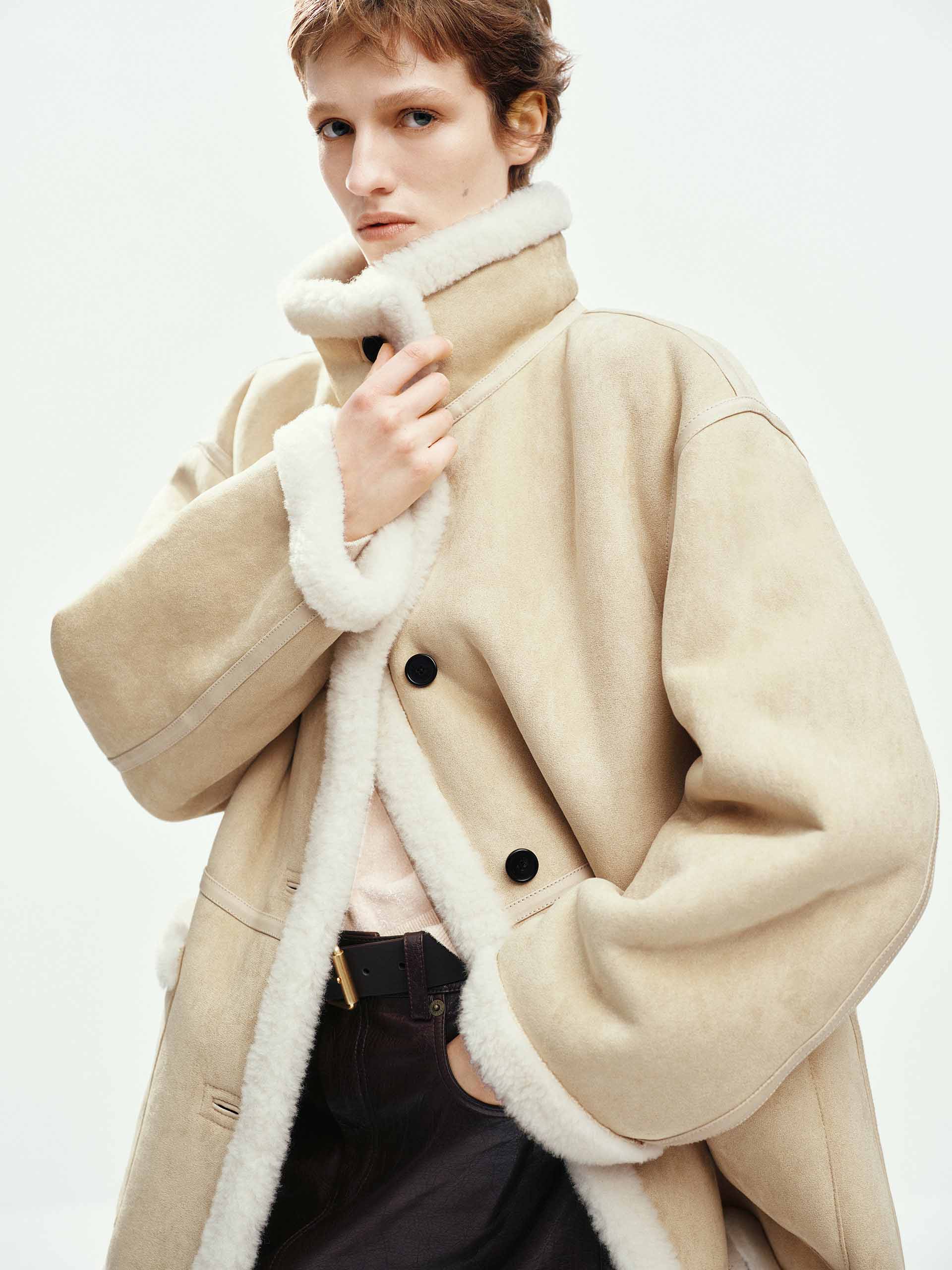 Faux Suede Fur Lining Coat - Image 14
