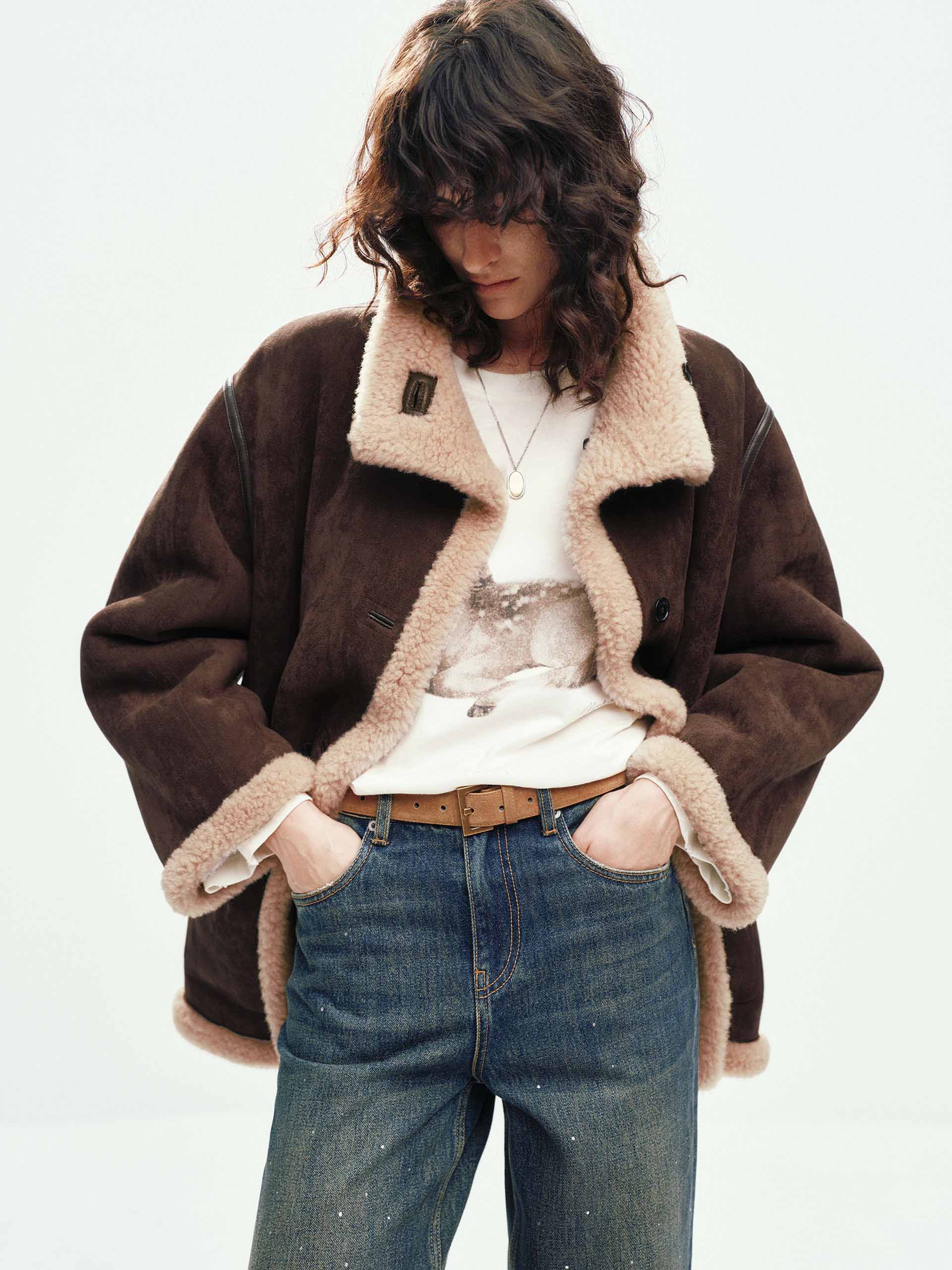 Faux Suede Fur Lining Coat - Image 8