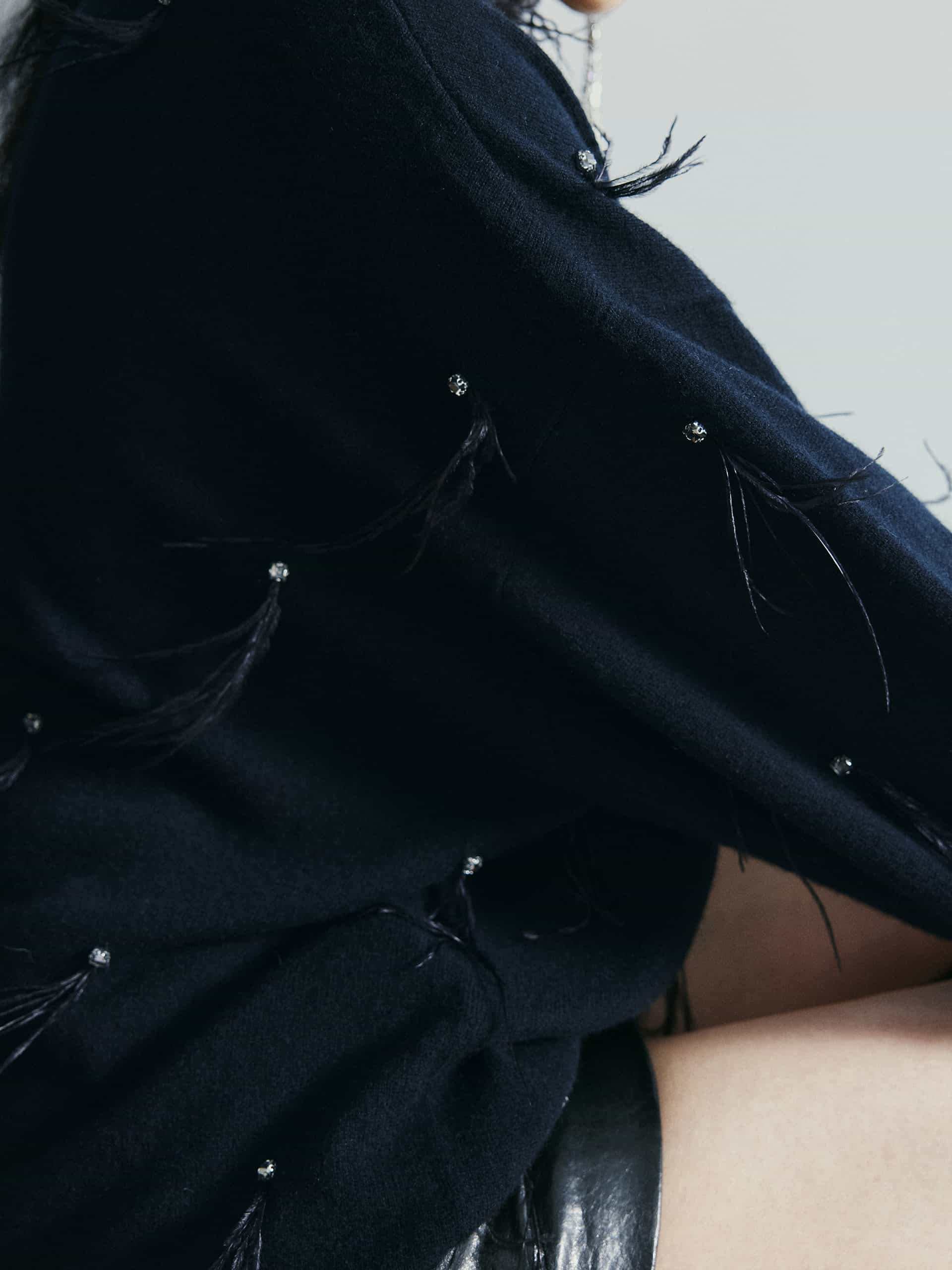 Feather Embellished Knit Sweater - Image 3