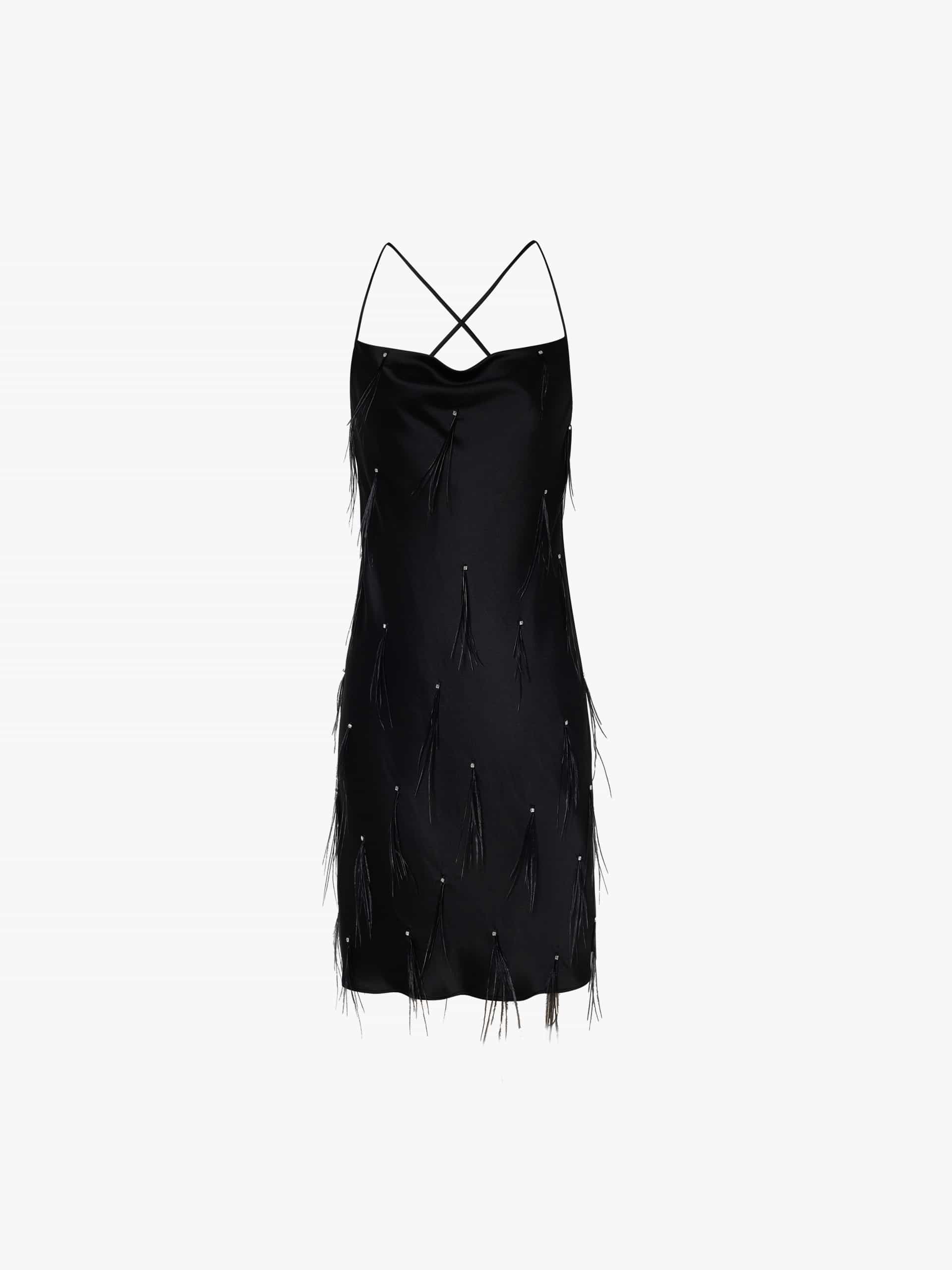 Feather Embellished Mini Dress - Image 5