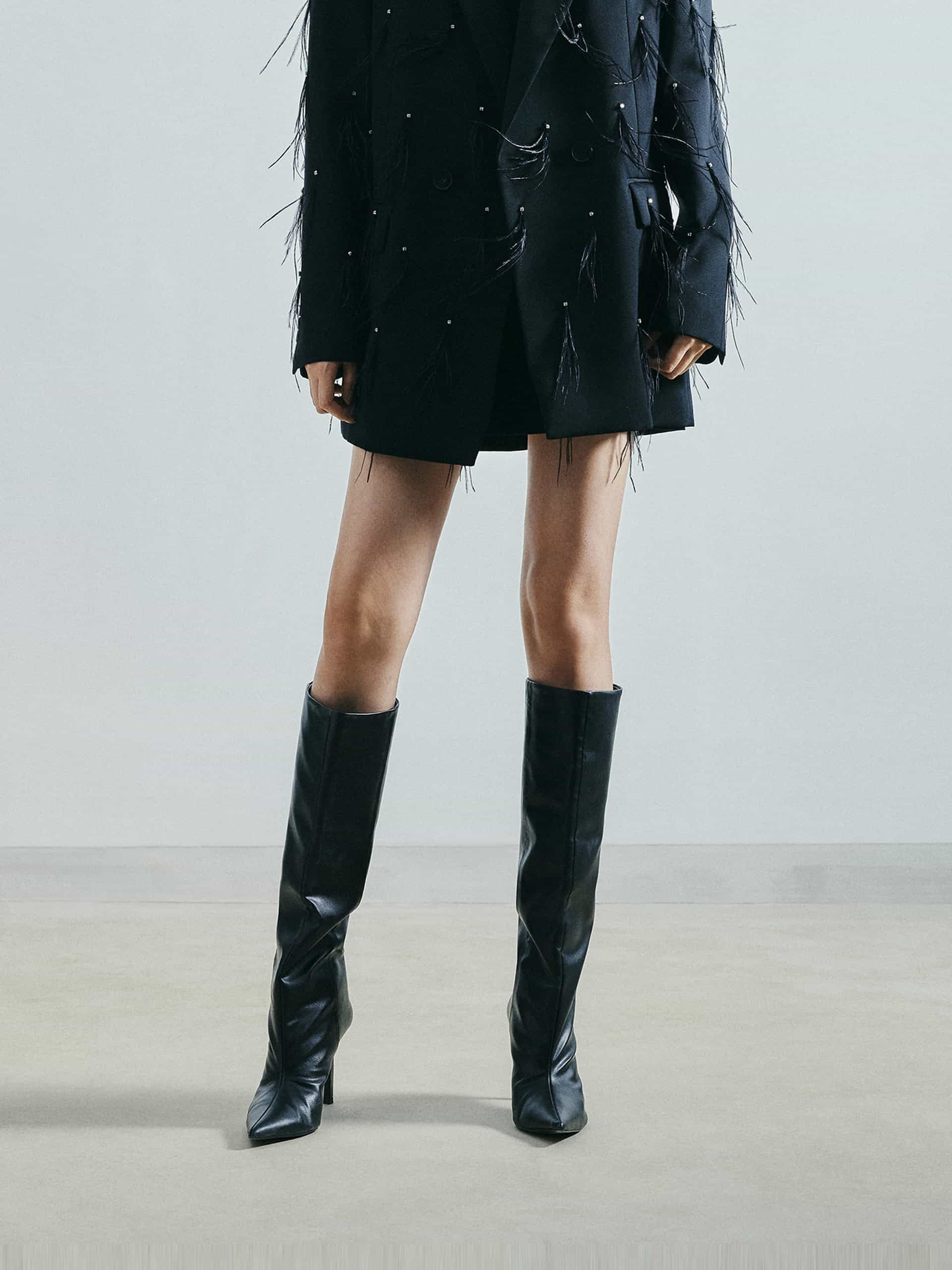 Feather Embellished Wool Skirt - Image 7