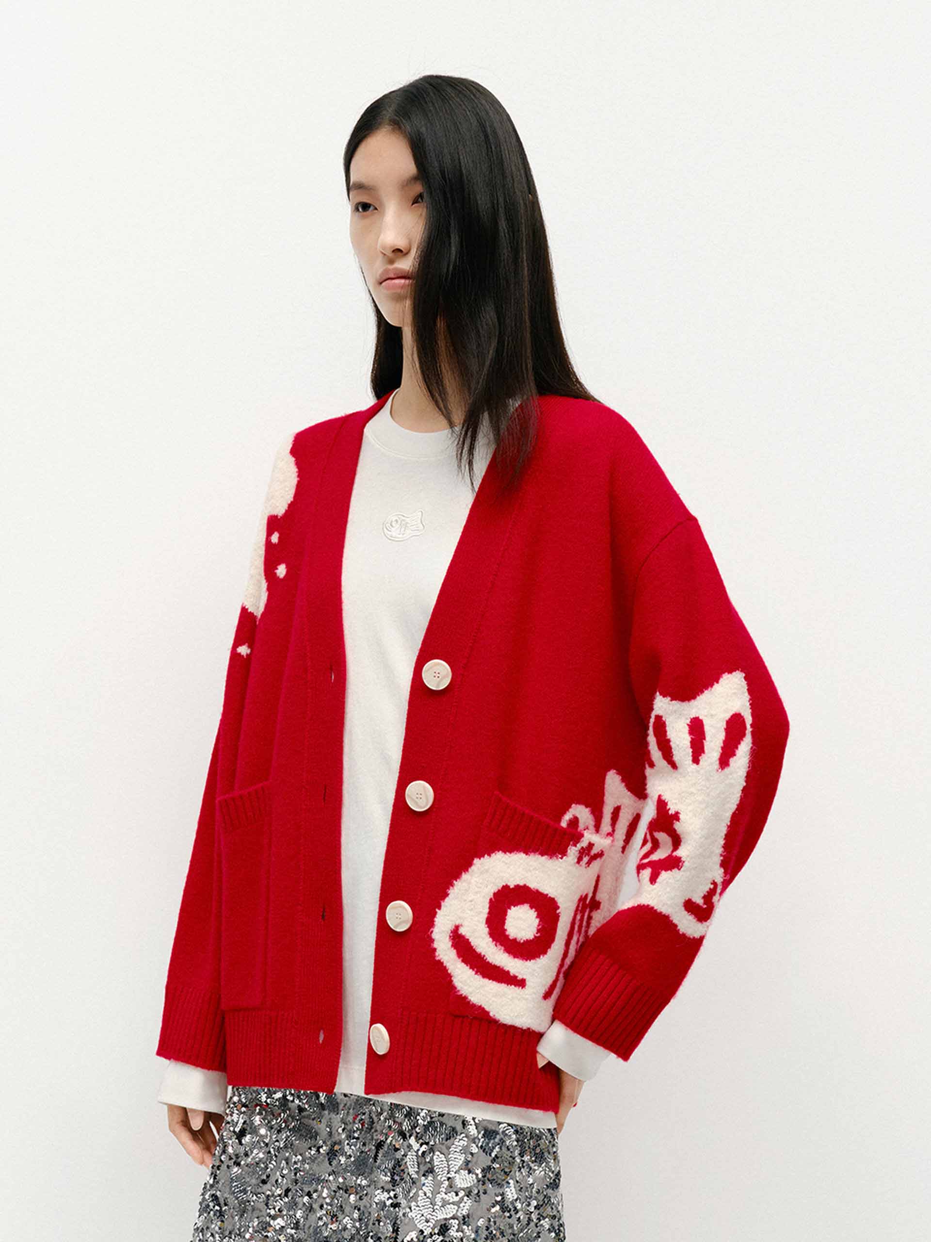 Fish Pattern Knit Cardigan - Image 7