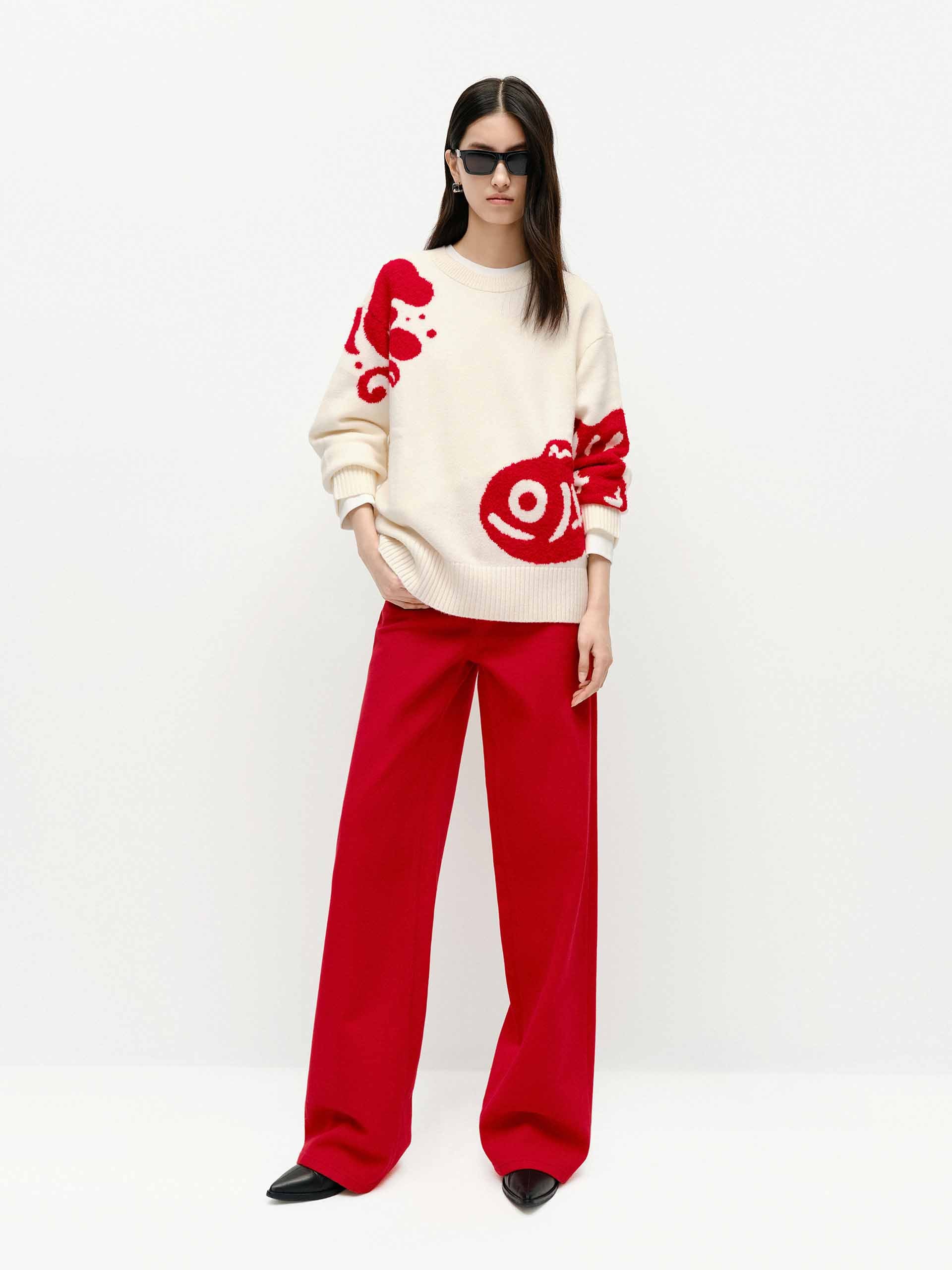 Fish Pattern Knit Sweater - Image 2