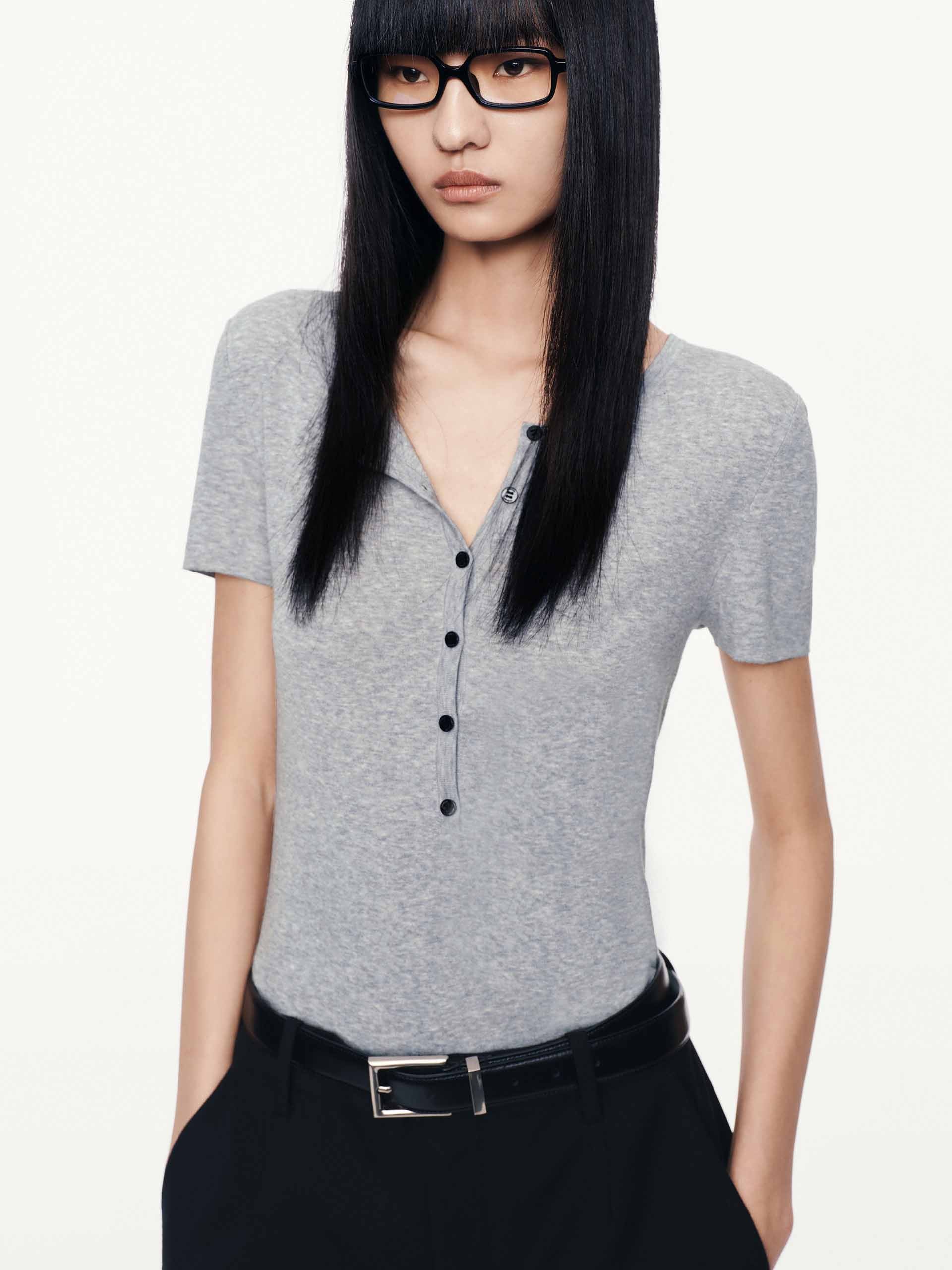 Fitted Half Button Top - Image 7