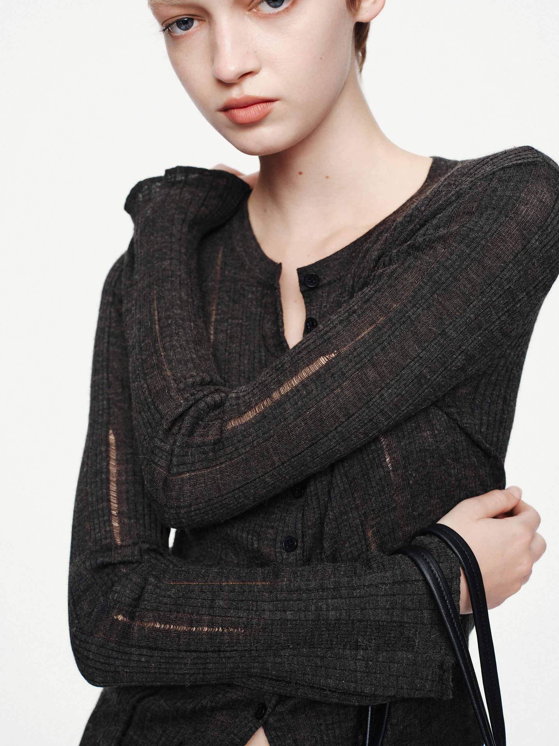 Round Neck Knitted Cardigan - Image 8