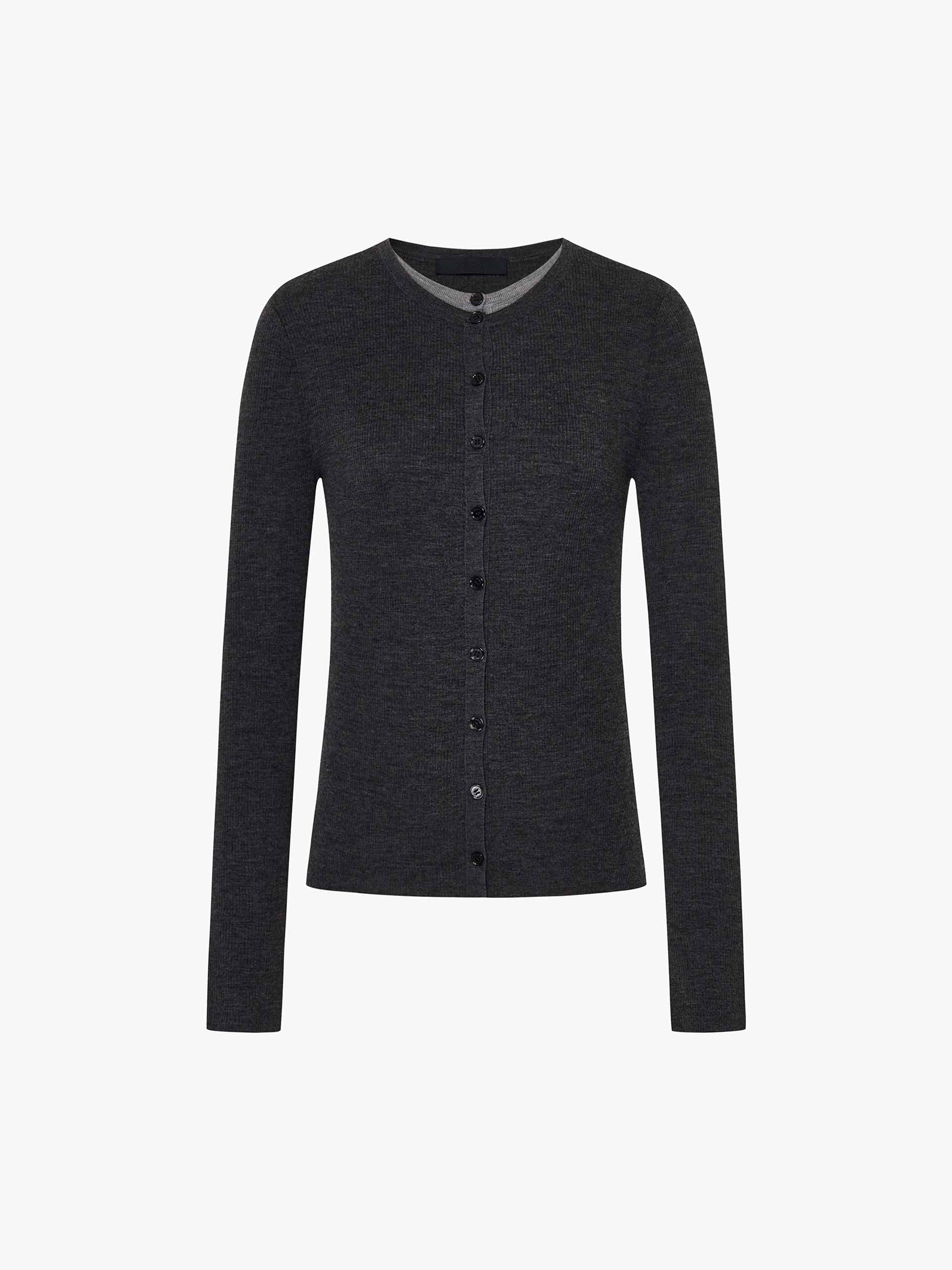 Fitted Layered Wool Cardigan - Image 13