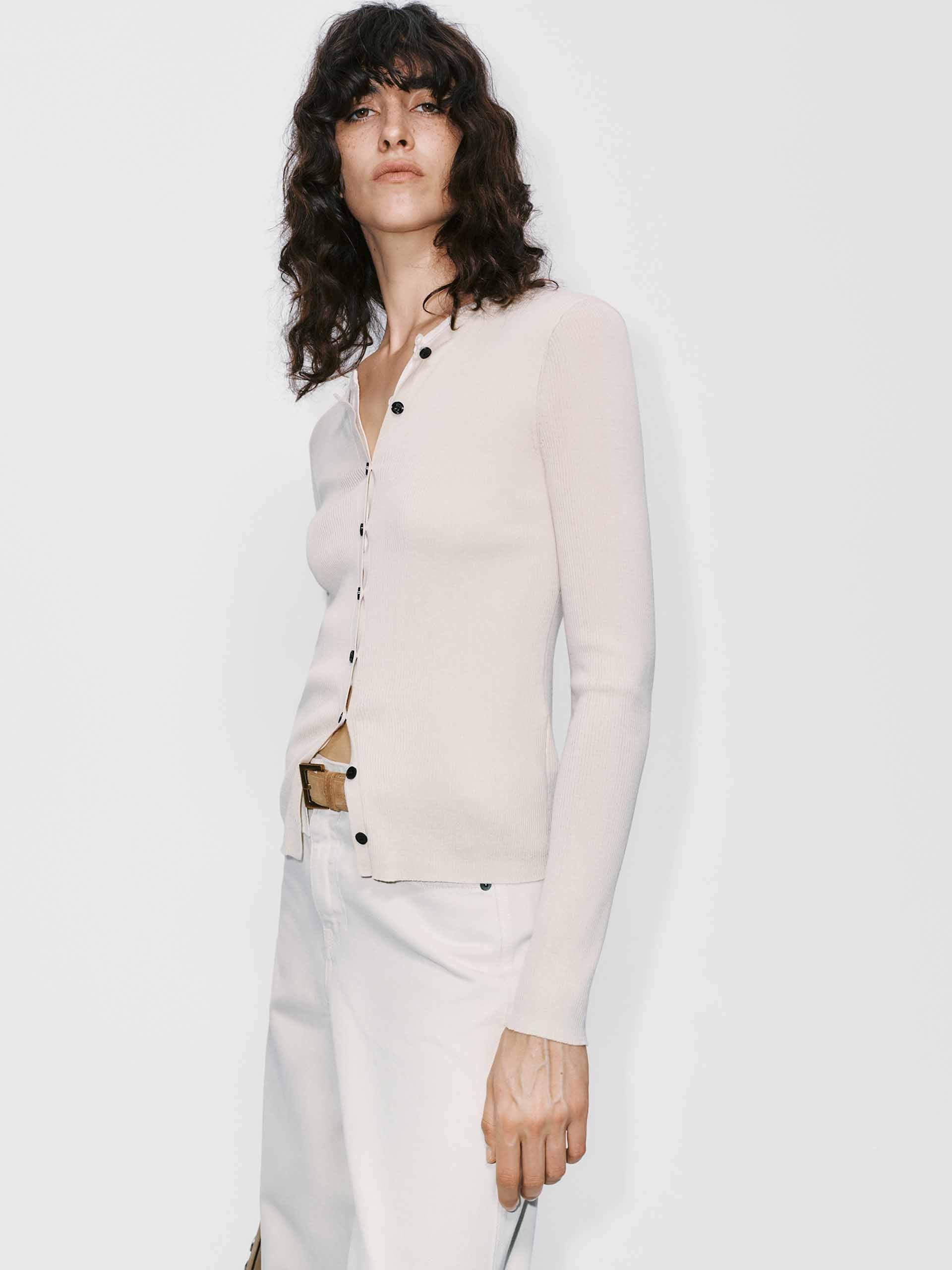 Fitted Layered Wool Cardigan - Image 3