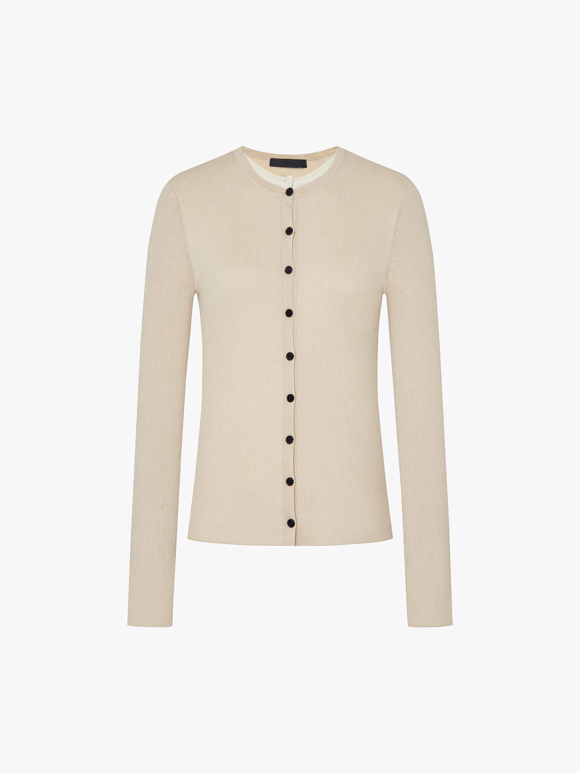 Fitted Layered Wool Cardigan - Image 5