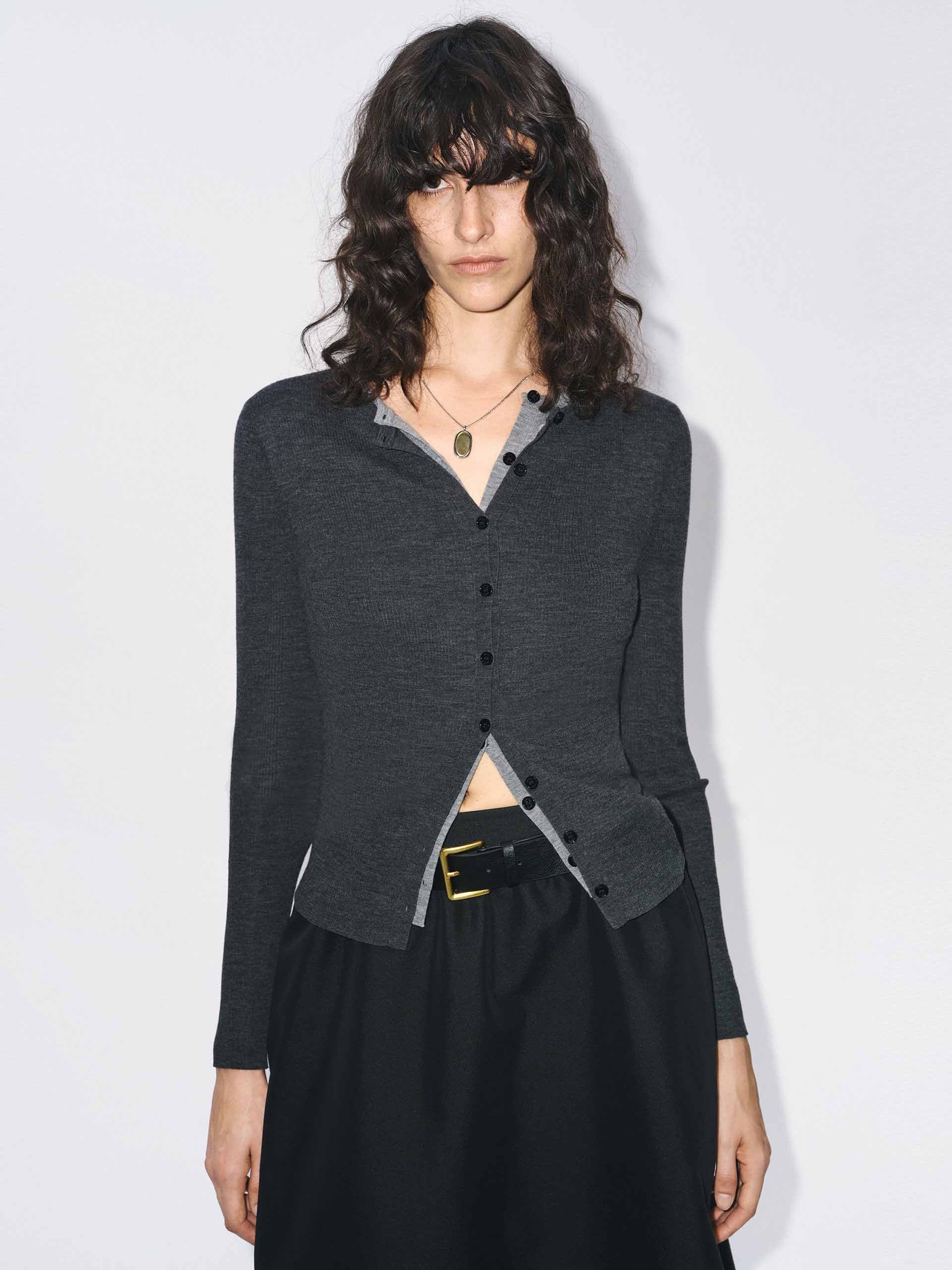 Fitted Layered Wool Cardigan - Image 9