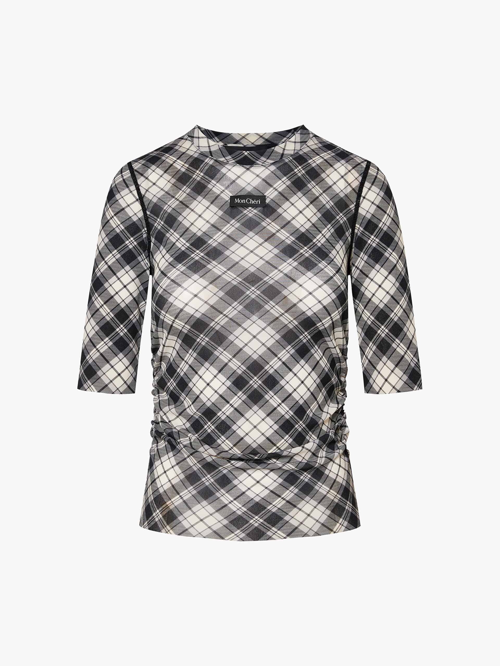 Fitted Plaid Pattern Top - Image 5