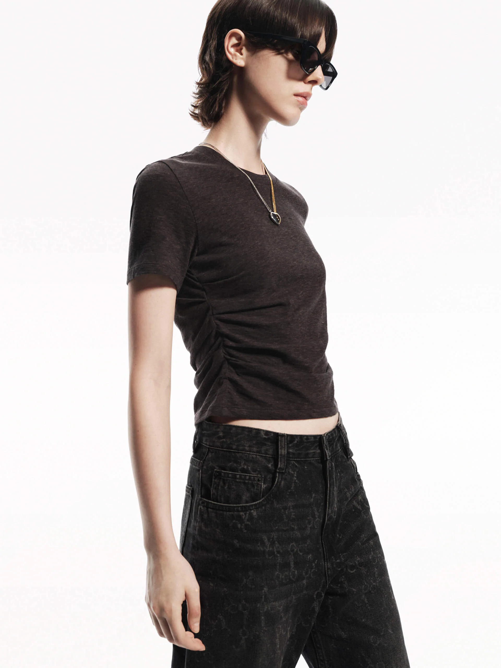 Fitted Side Pleated T-shirt - Image 3