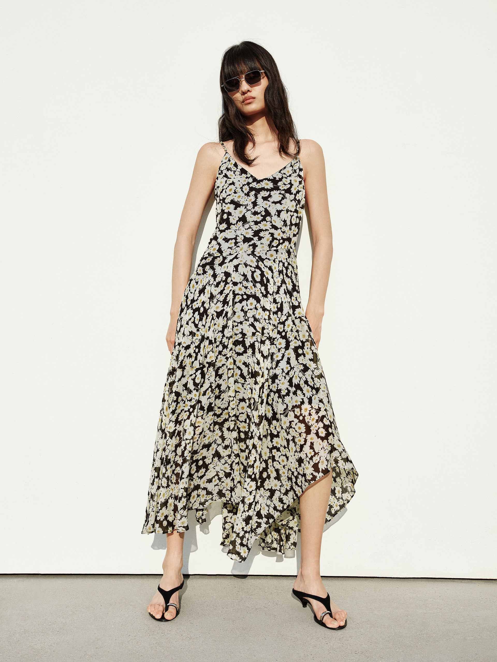 Floral Asymmetric Hem Dress