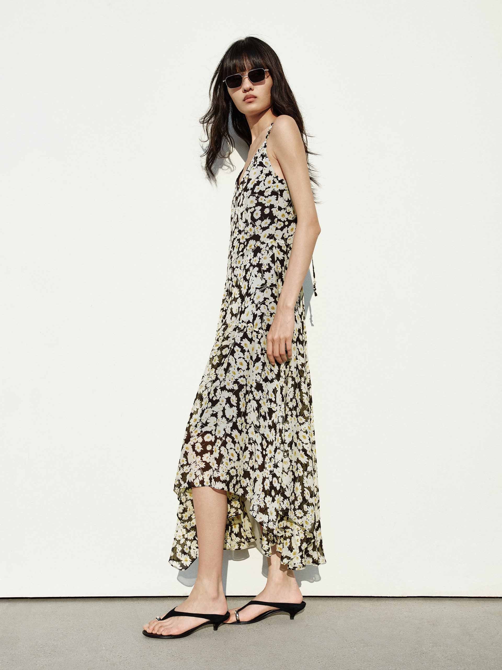 Floral Asymmetric Hem Dress - Image 2