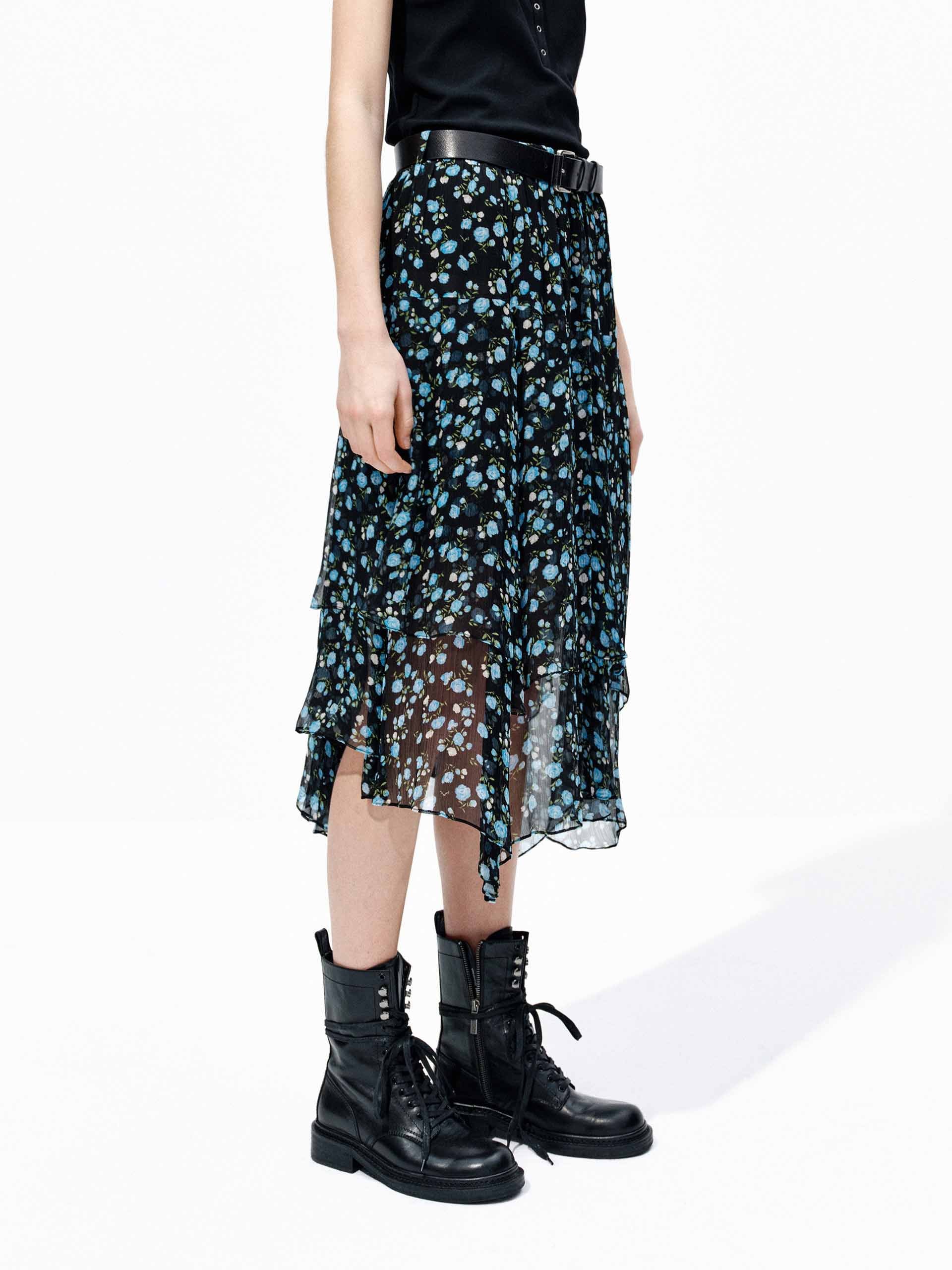 Floral Asymmetric Hem Skirt - Image 6
