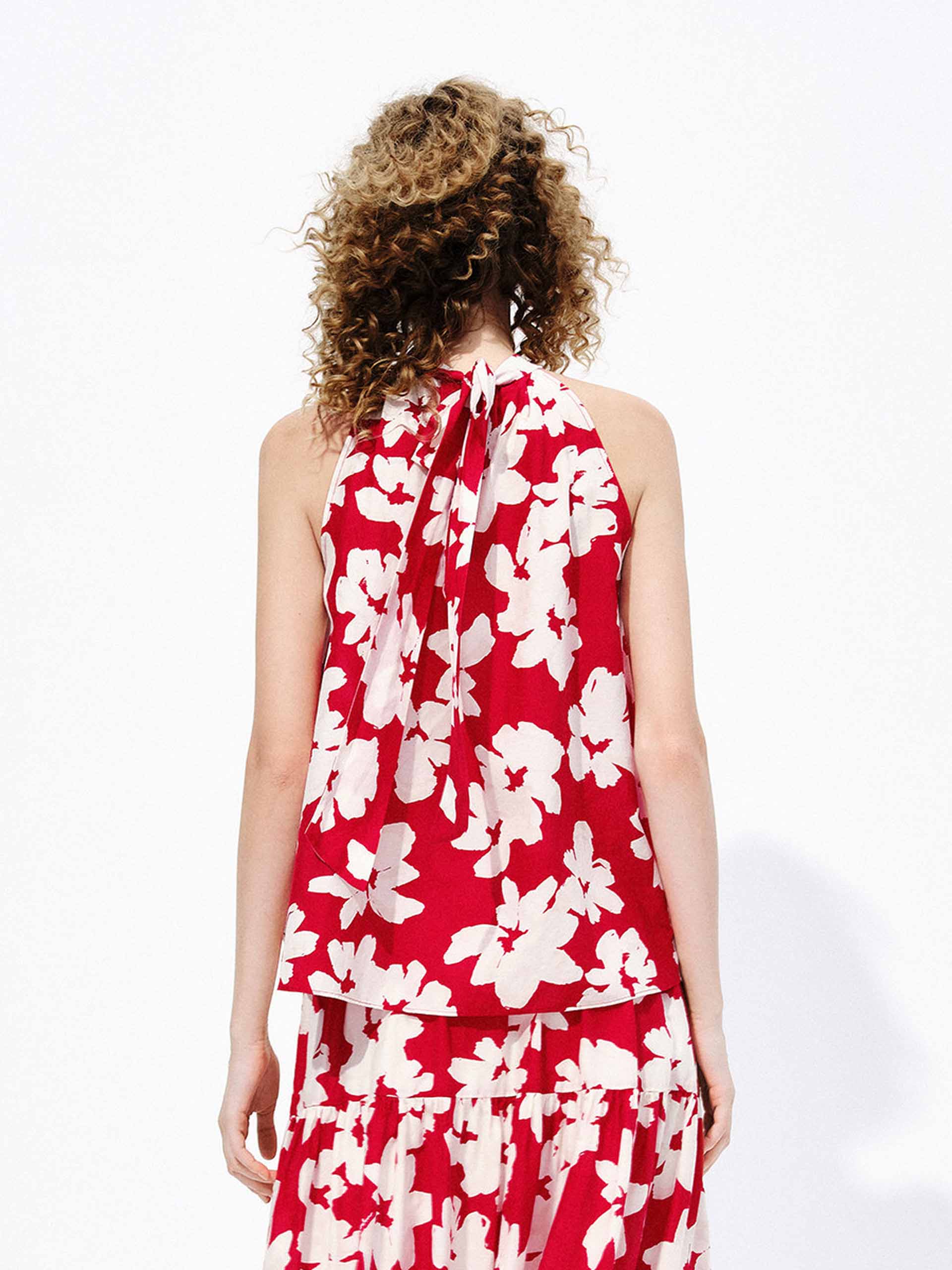 Floral Halter Tie Back Blouse - Image 3
