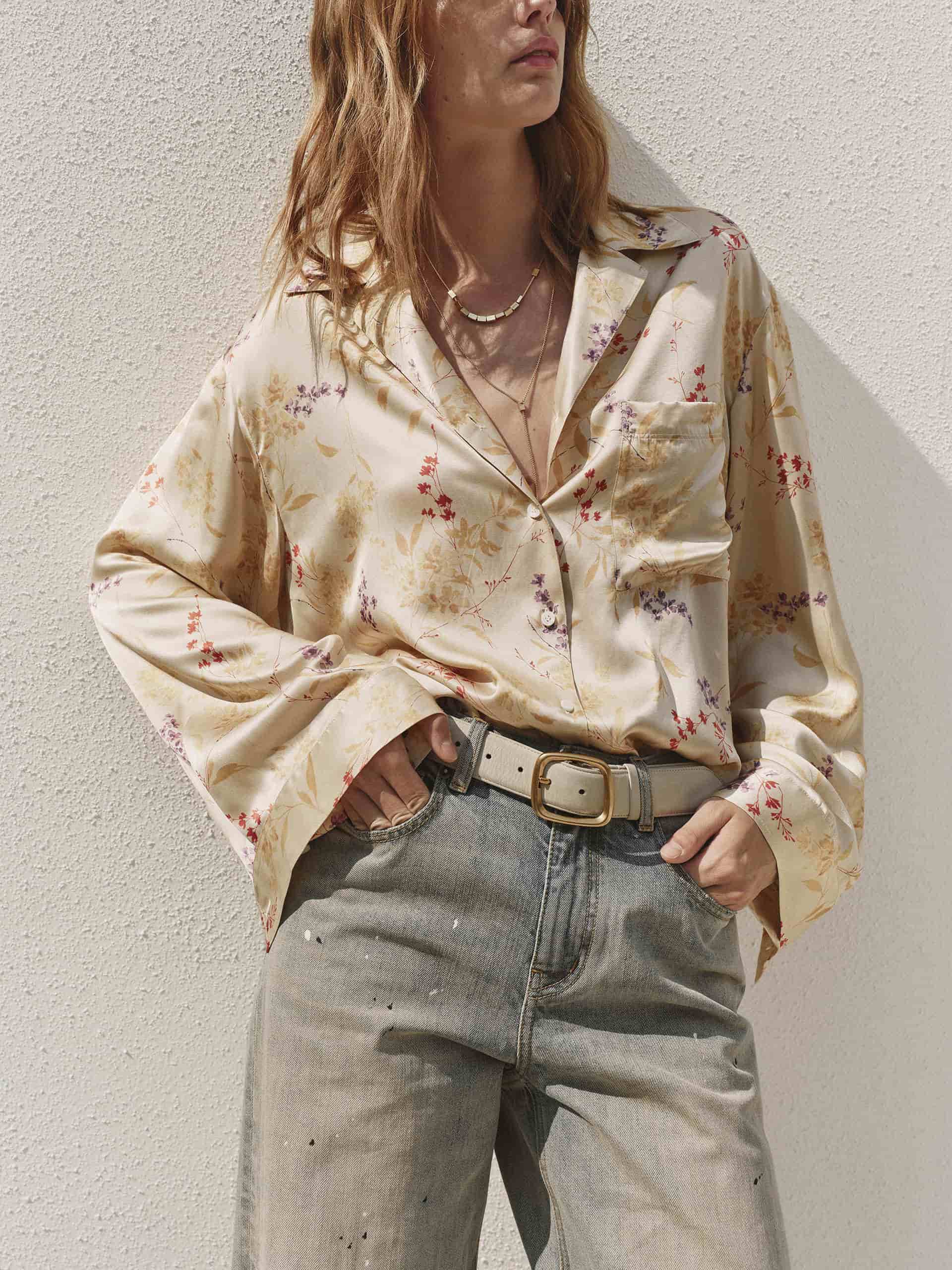 Floral Print Silk Blend Blouse - Image 7