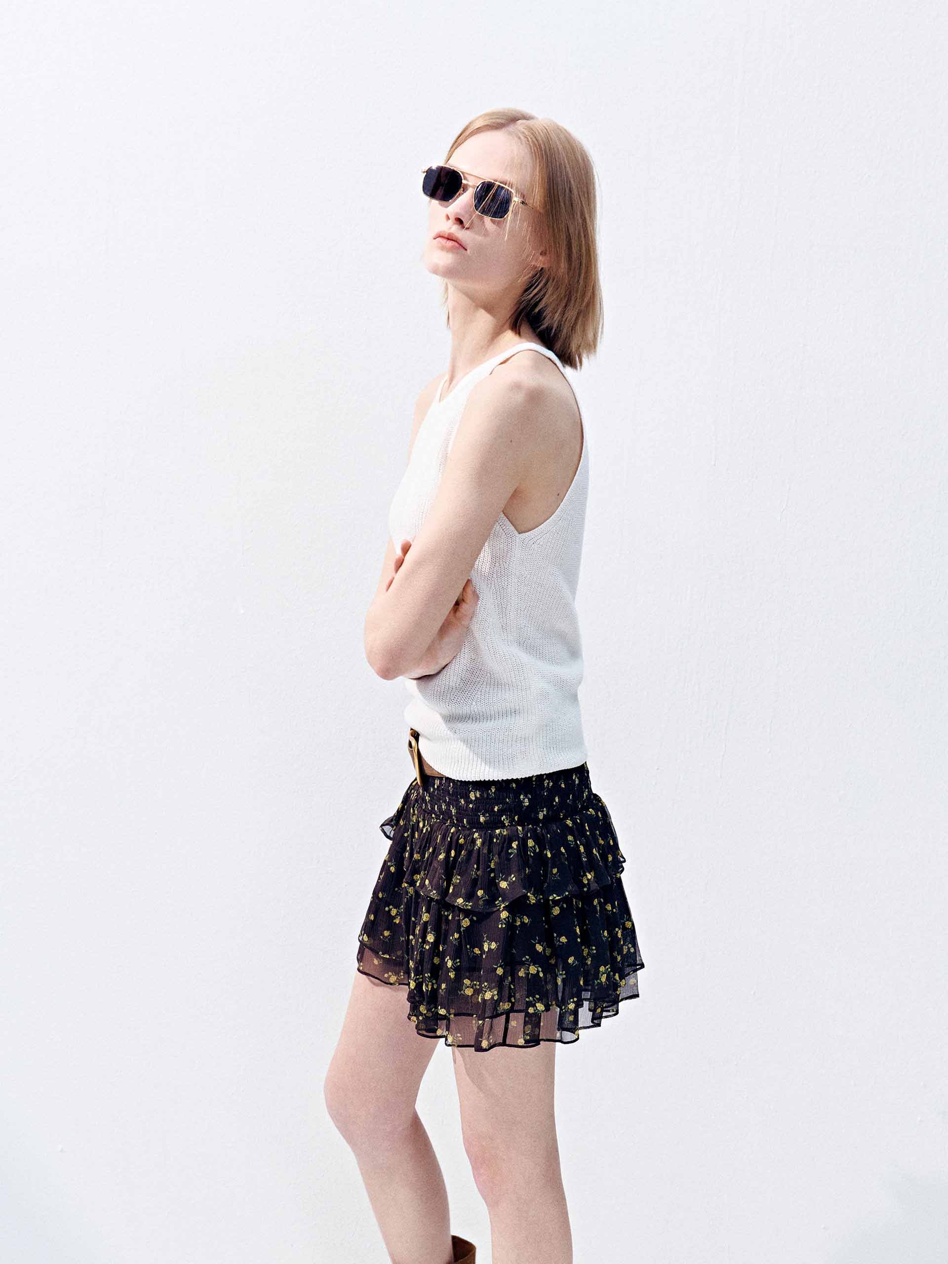 Floral Tiered Ruffled Mini Skirt - Image 5