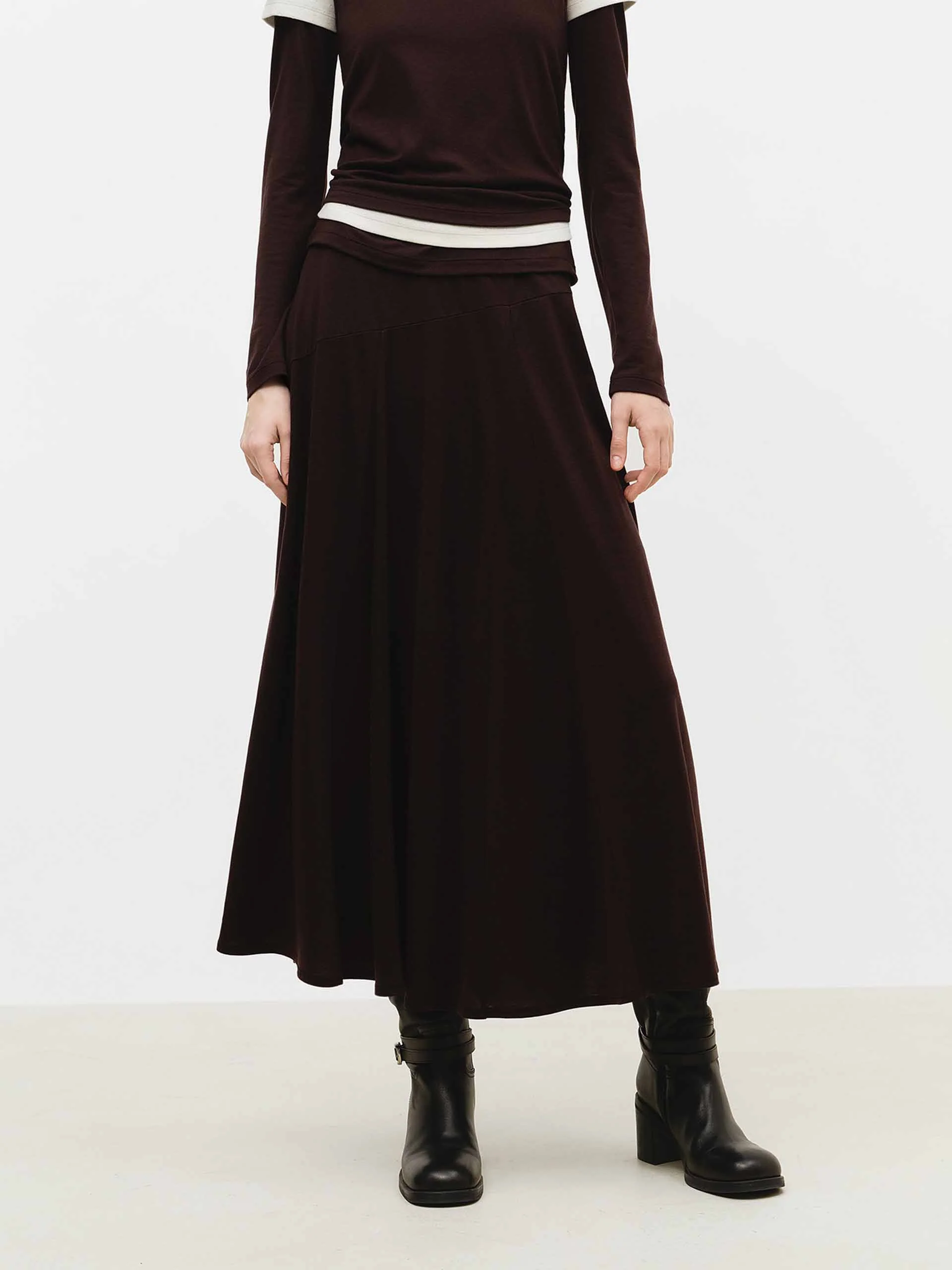 Flowy Hem Midi Skirt