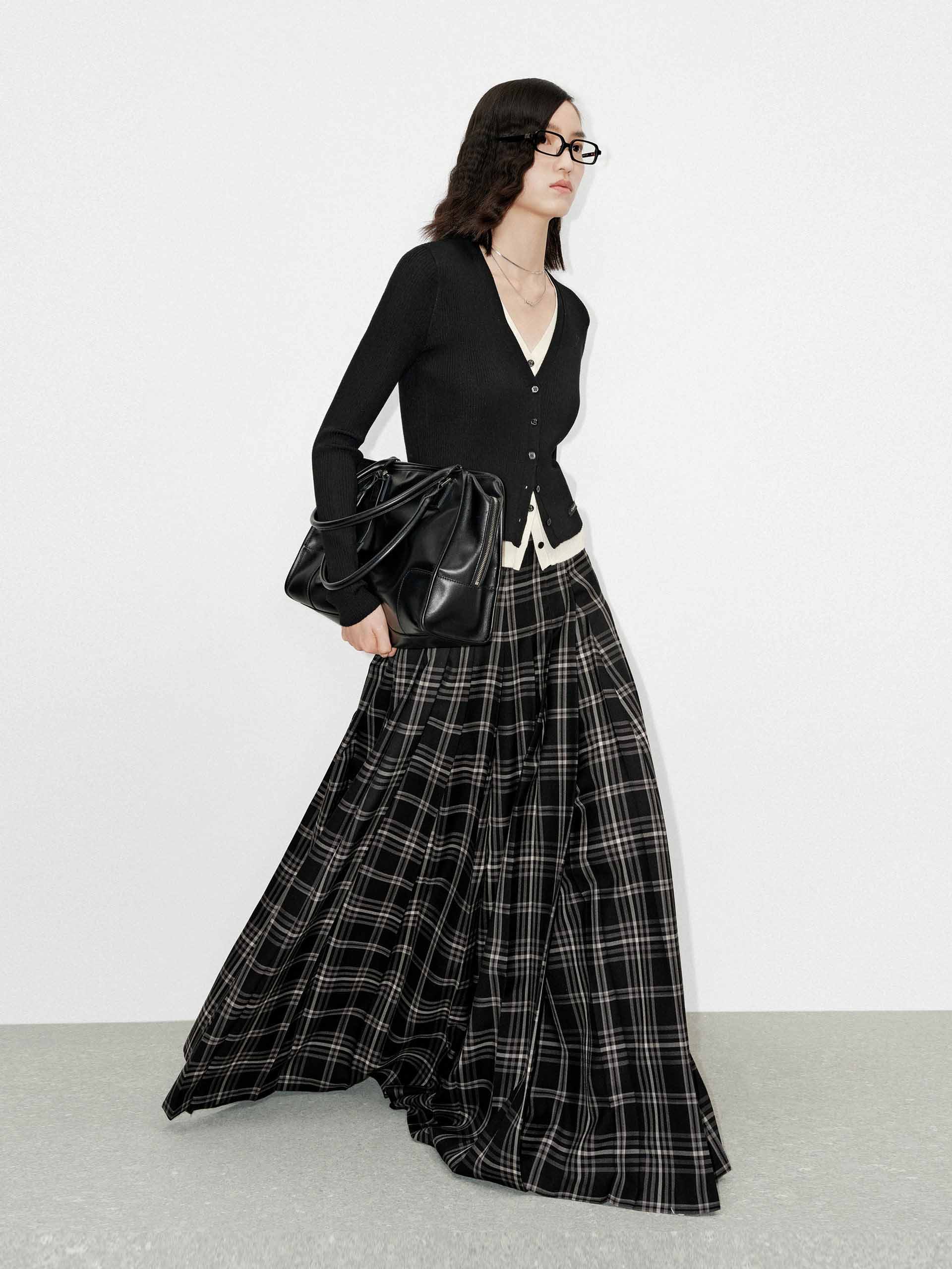 Flowy Plaid Maxi Skirt - Image 2