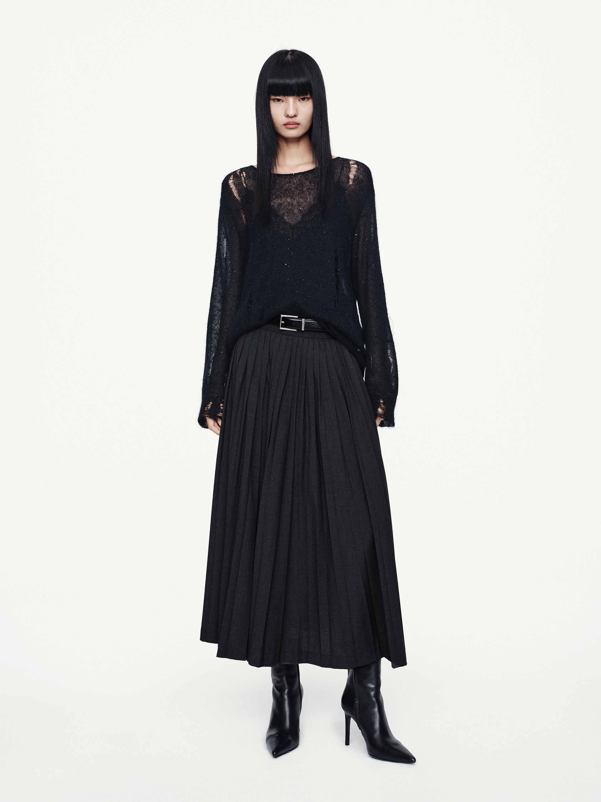 Flowy Pleated Midi Skirt - Image 2