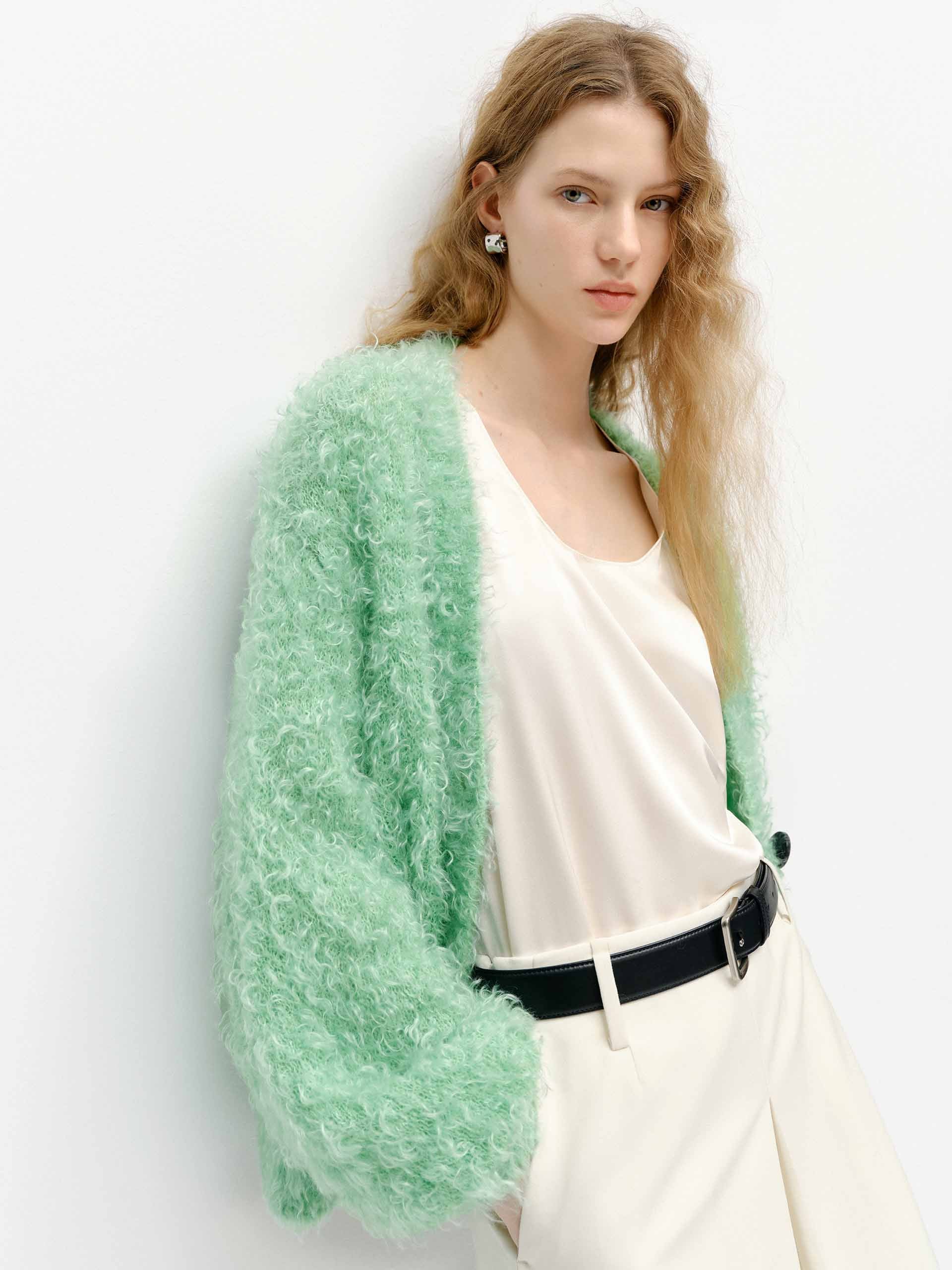 Fluffy Boucle Knit Cardigan