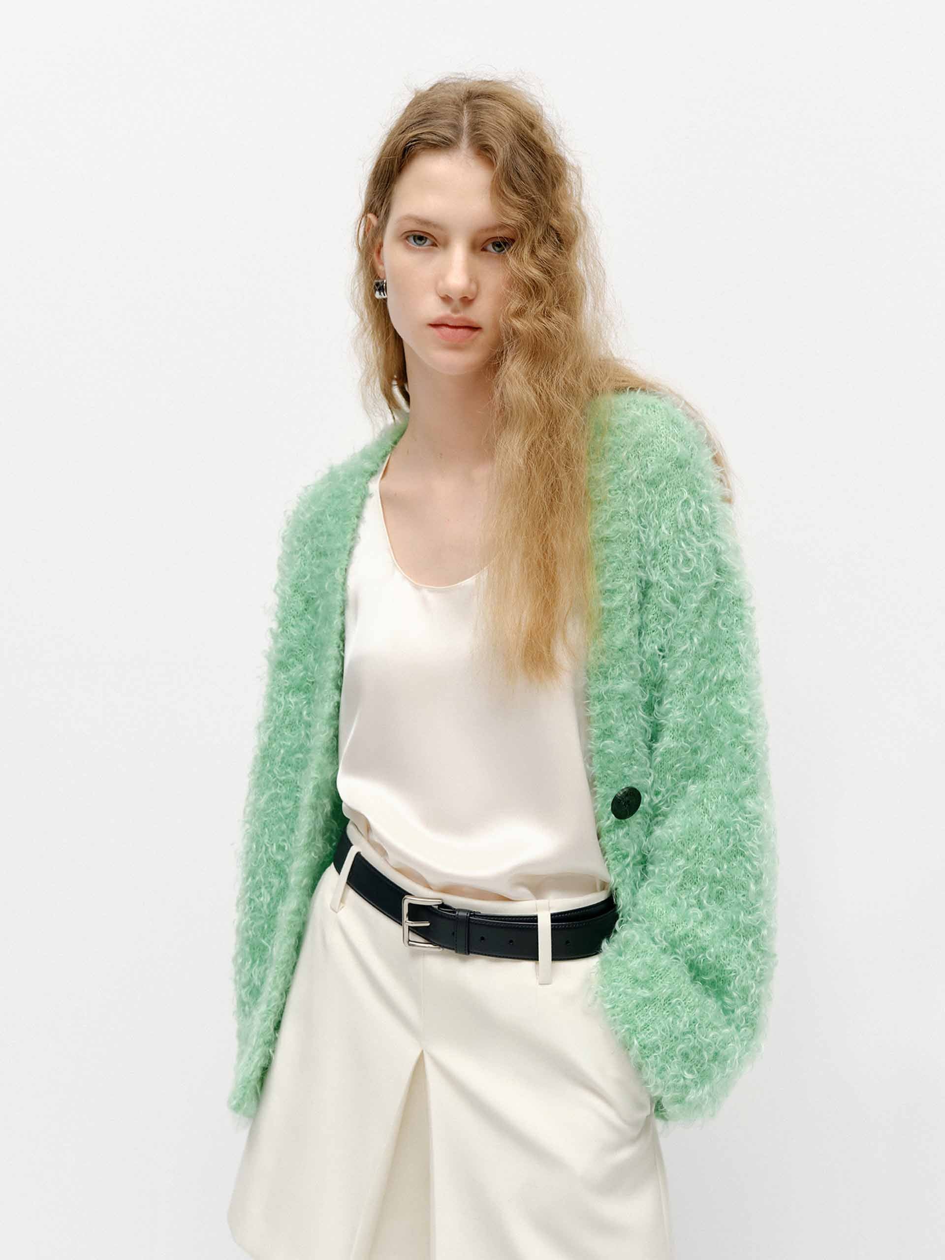 Fluffy Boucle Knit Cardigan - Image 6