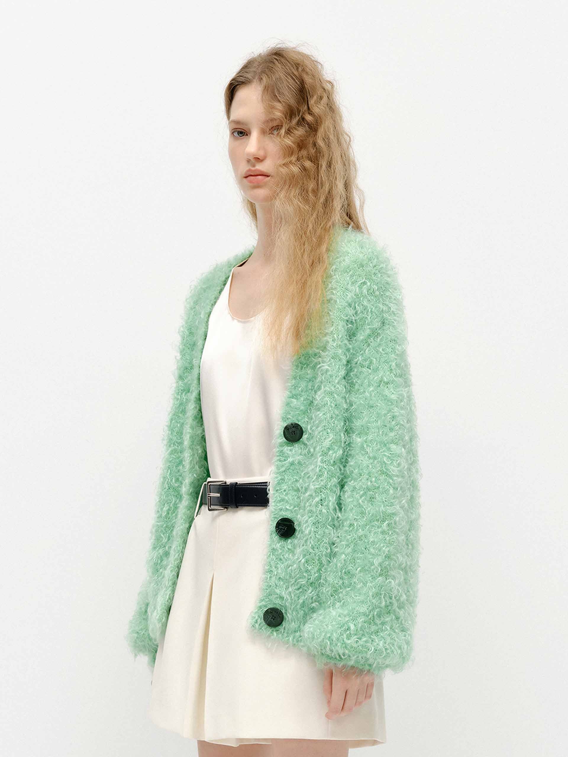 Fluffy Boucle Knit Cardigan - Image 8