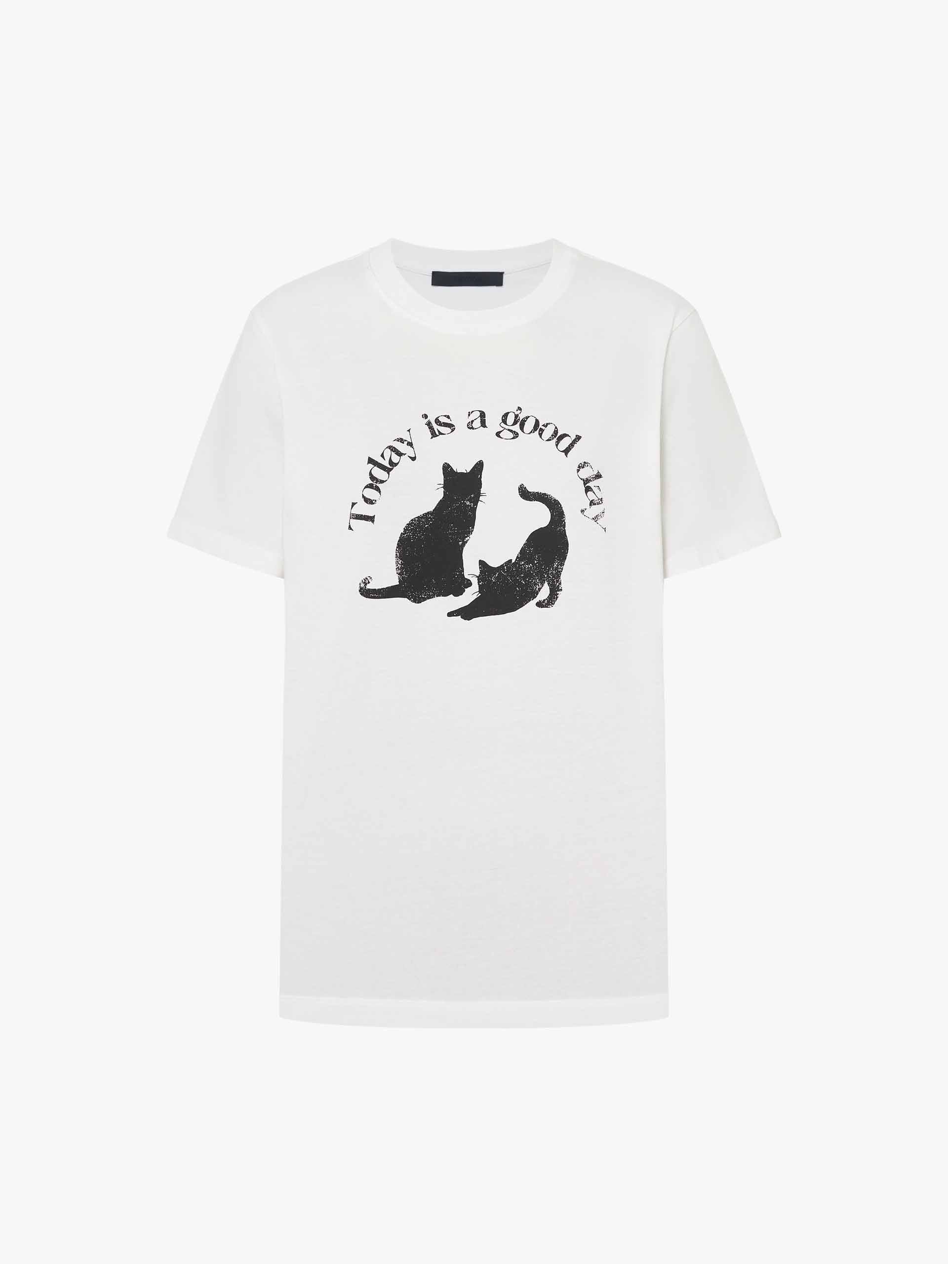 Front Cat Print Cotton T-shirt - Image 5