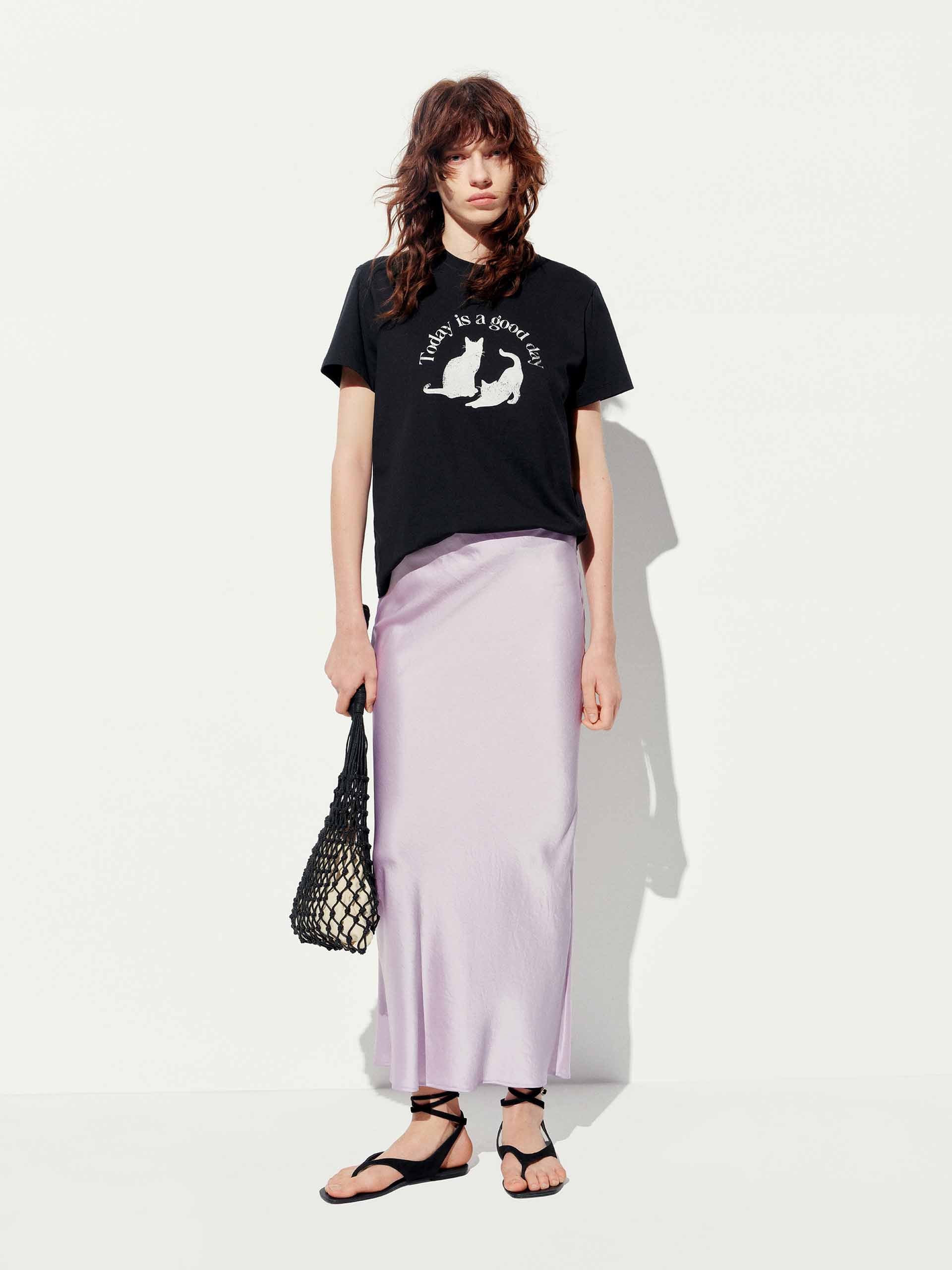 Front Cat Print Cotton T-shirt - Image 9