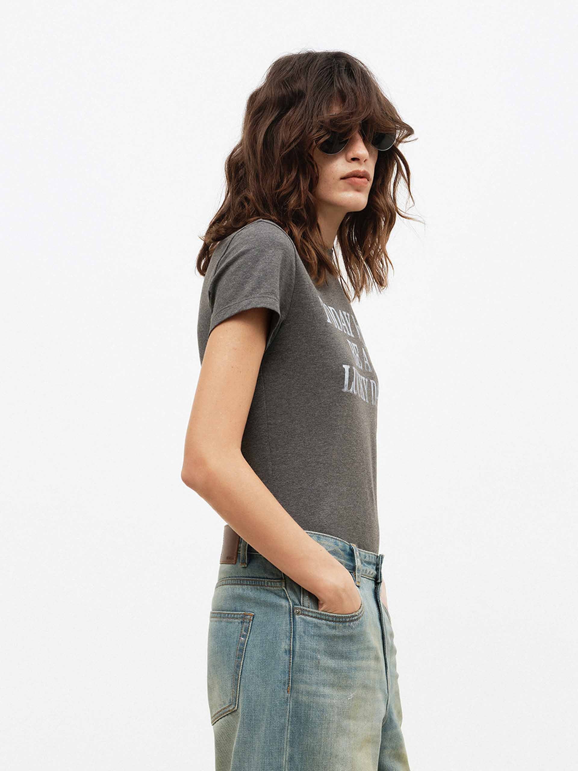 Front Letter Cotton T-shirt - Image 7