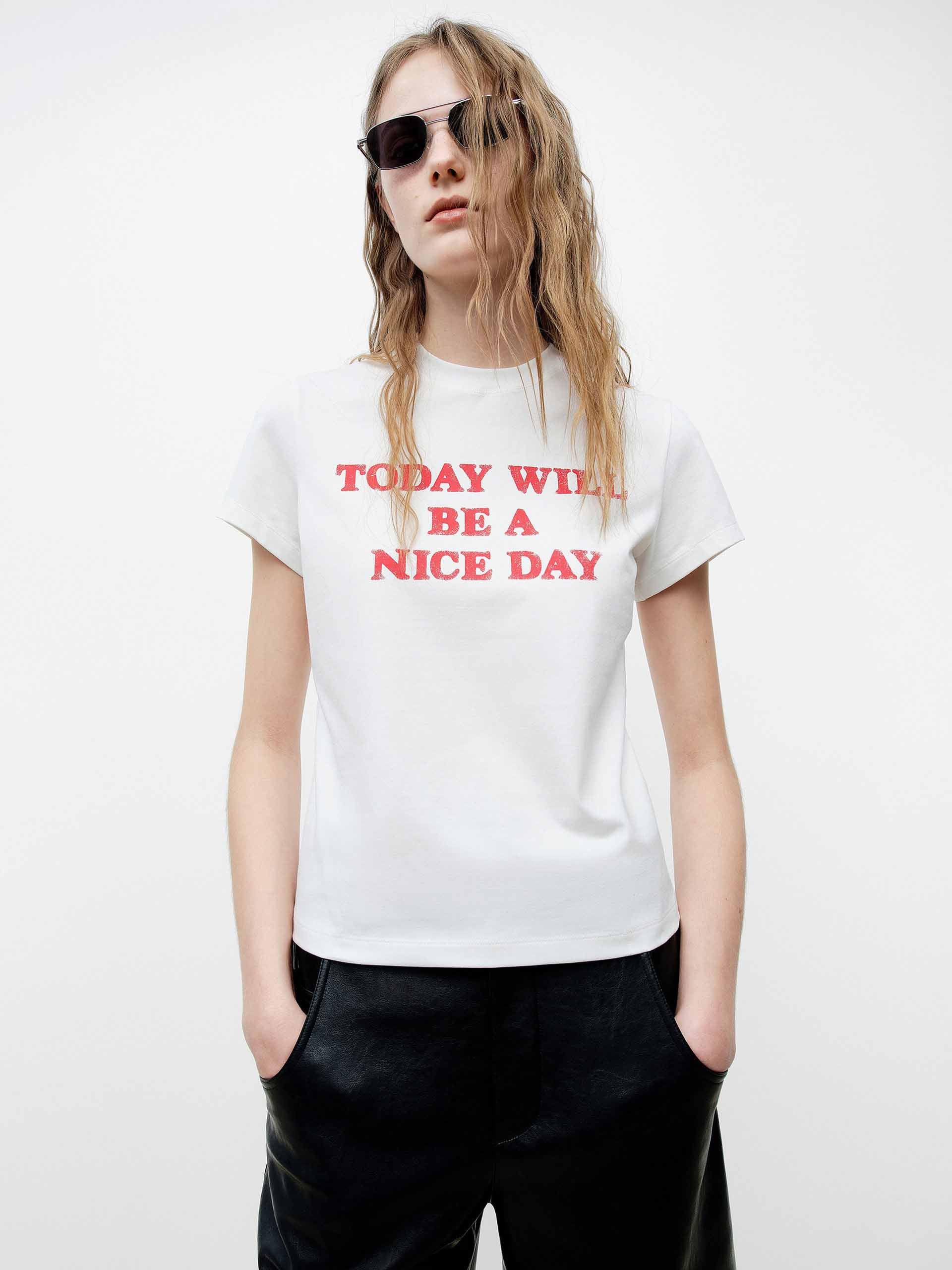 Front Letter Cotton T-shirt - Image 8