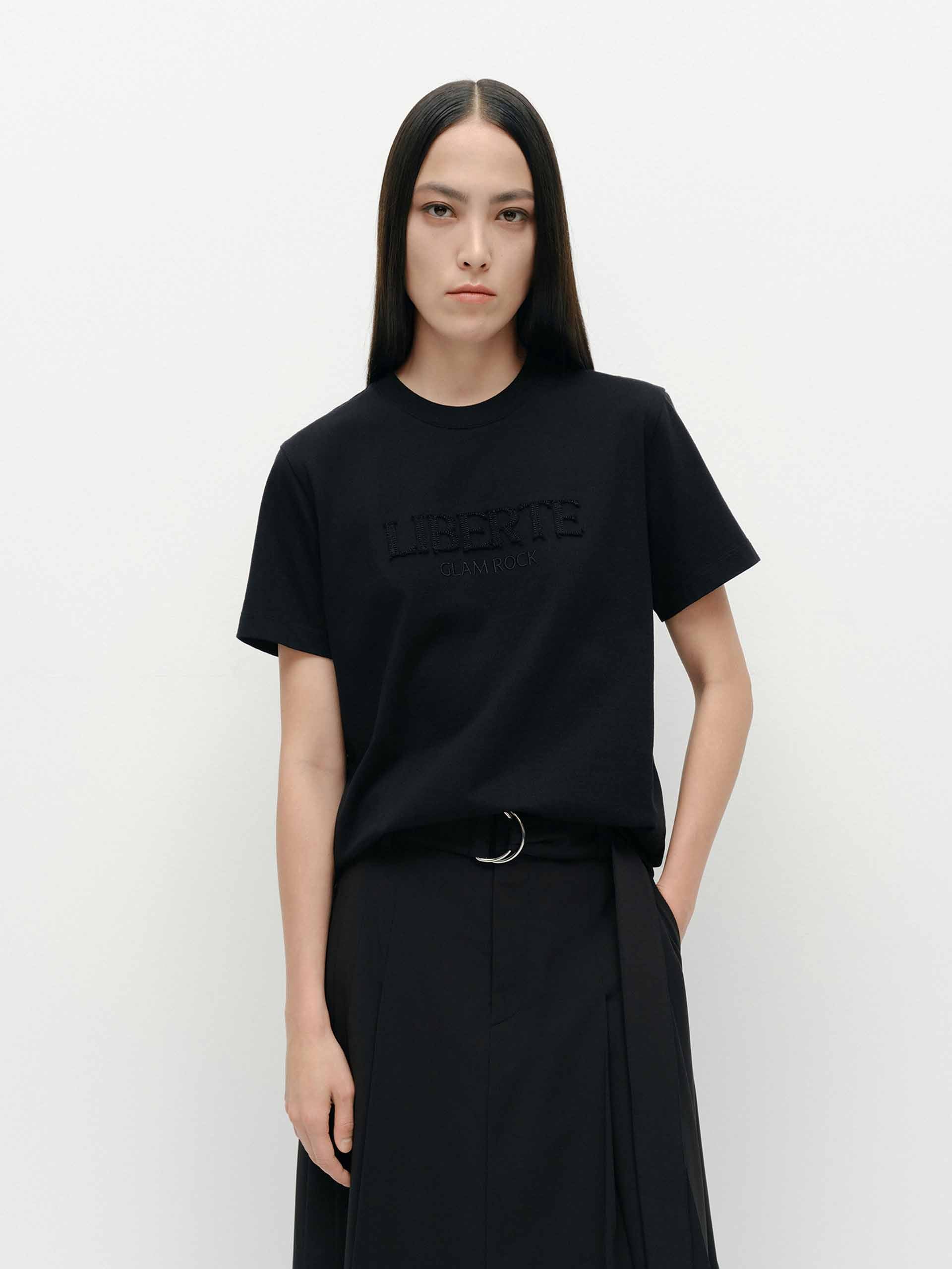 Front Letter Cotton T-shirt - Image 8