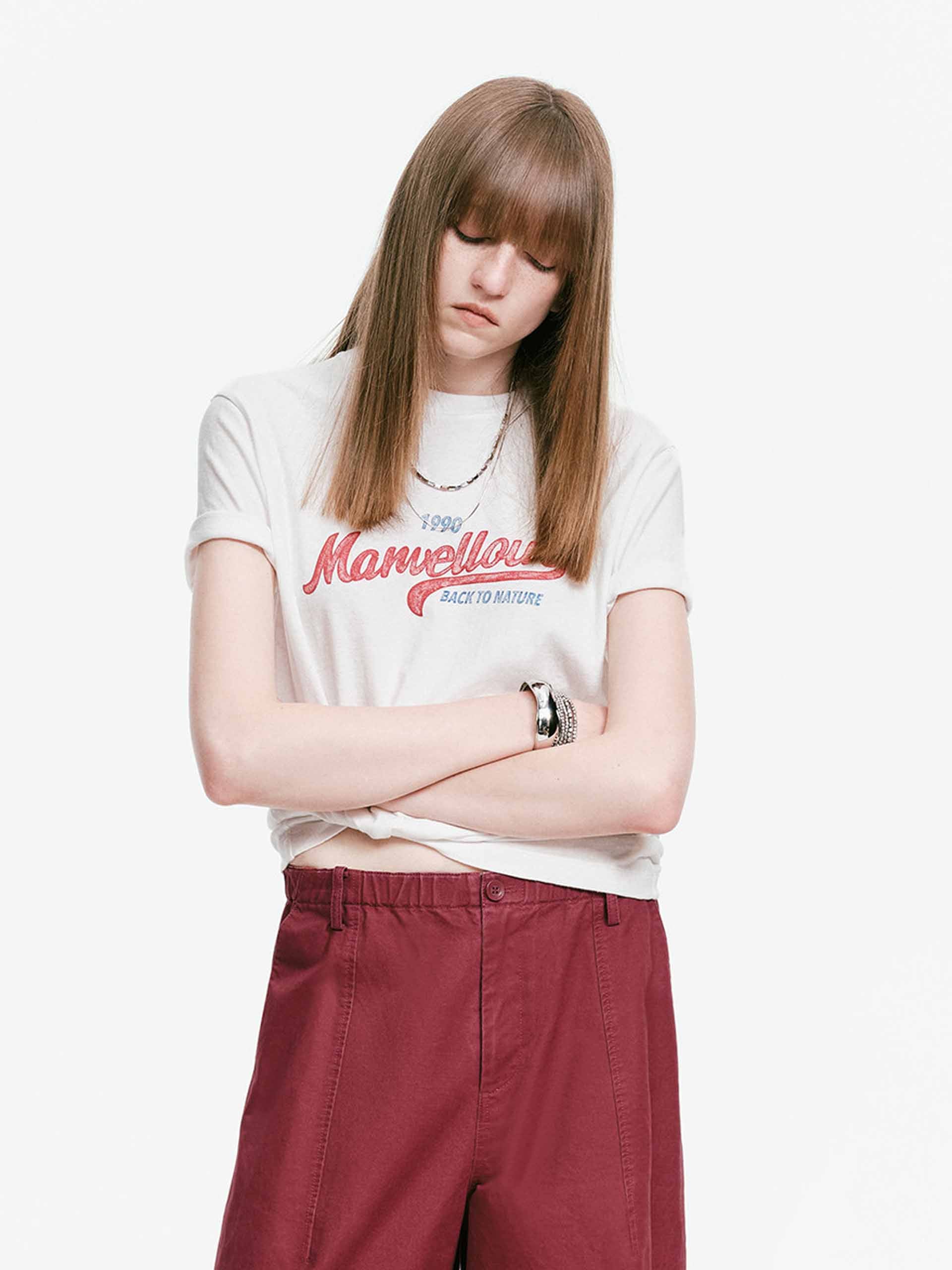 Front Letter Cotton T-shirt - Image 7