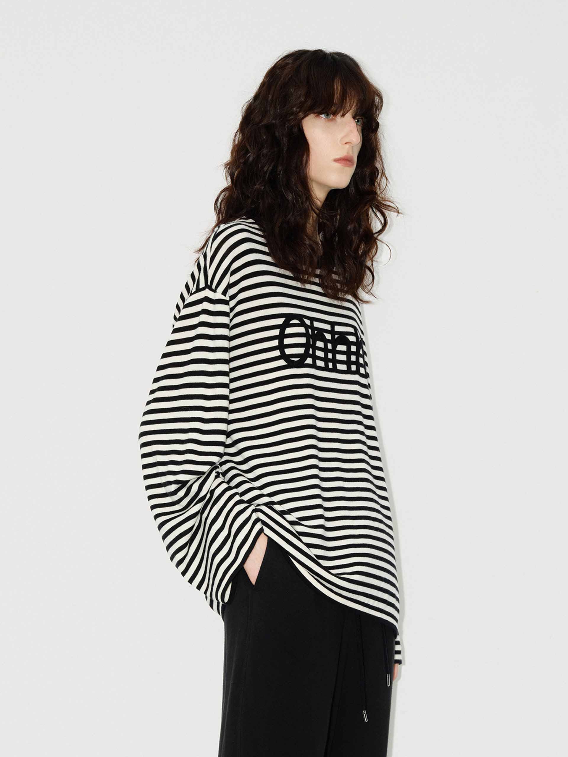 Front Letter Striped Sweater - Image 15