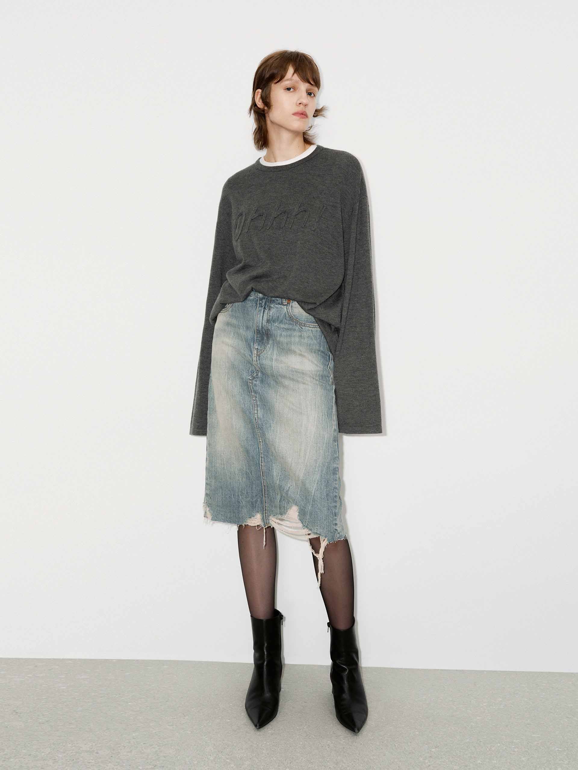Front Letter Striped Sweater - Image 2