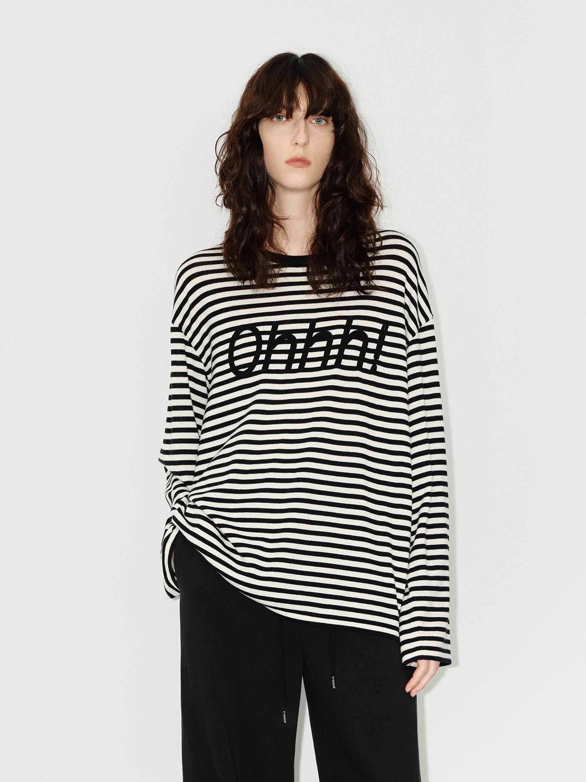 Front Letter Striped Sweater - Image 9