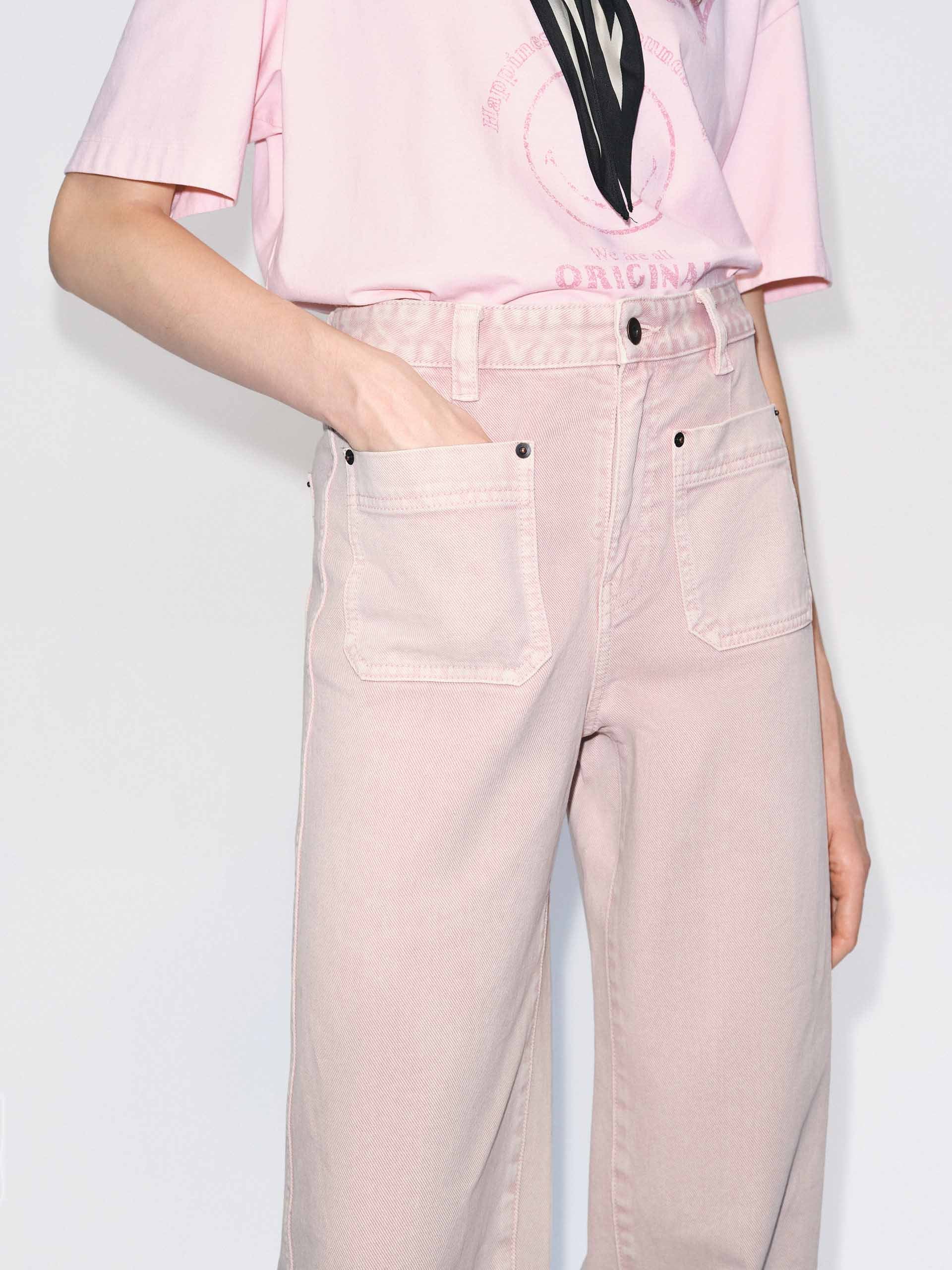 Front Patch Pockets Pink Jeans - Image 8