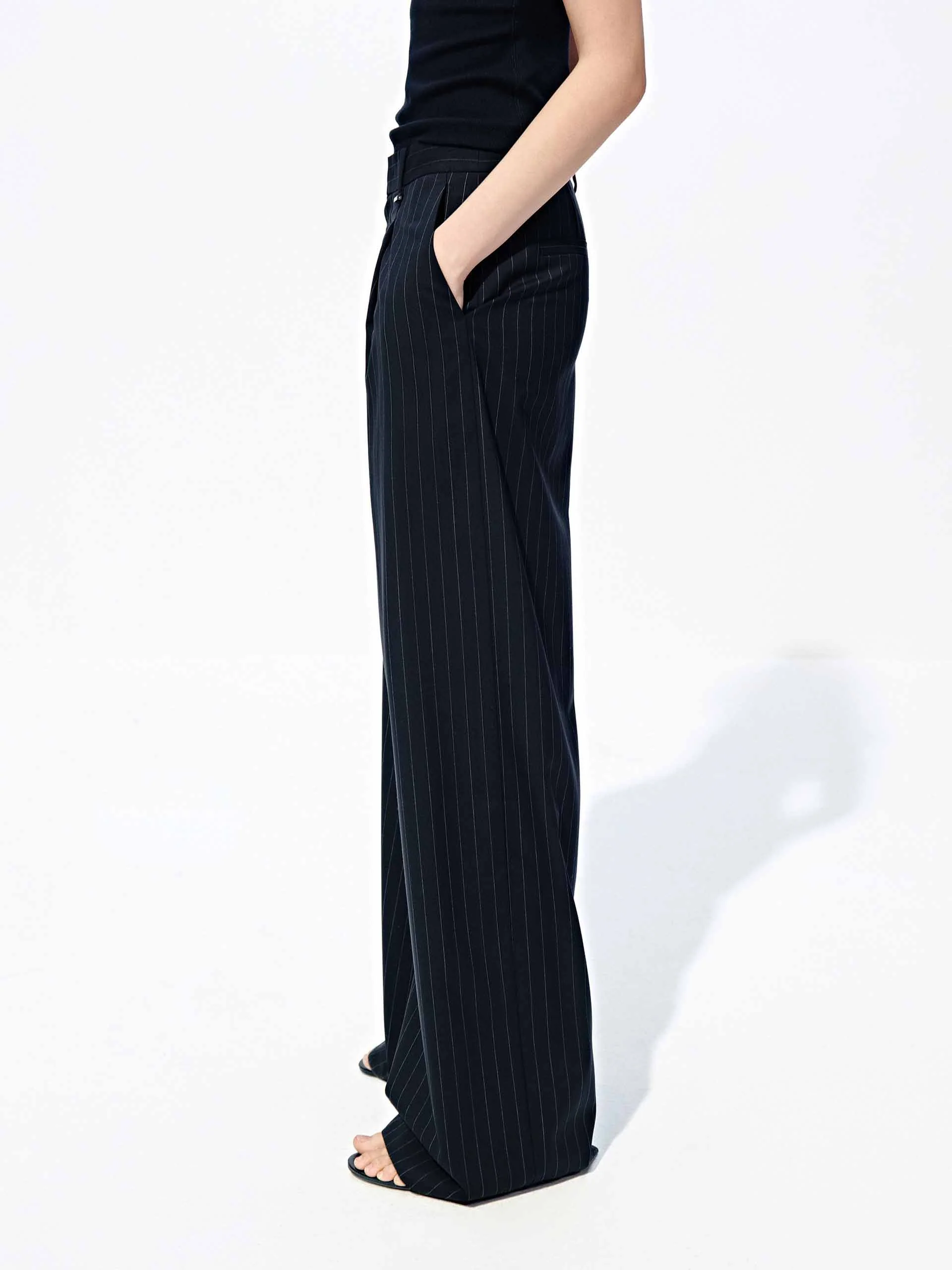 Front Pleated Pinstripe Pants - Image 7