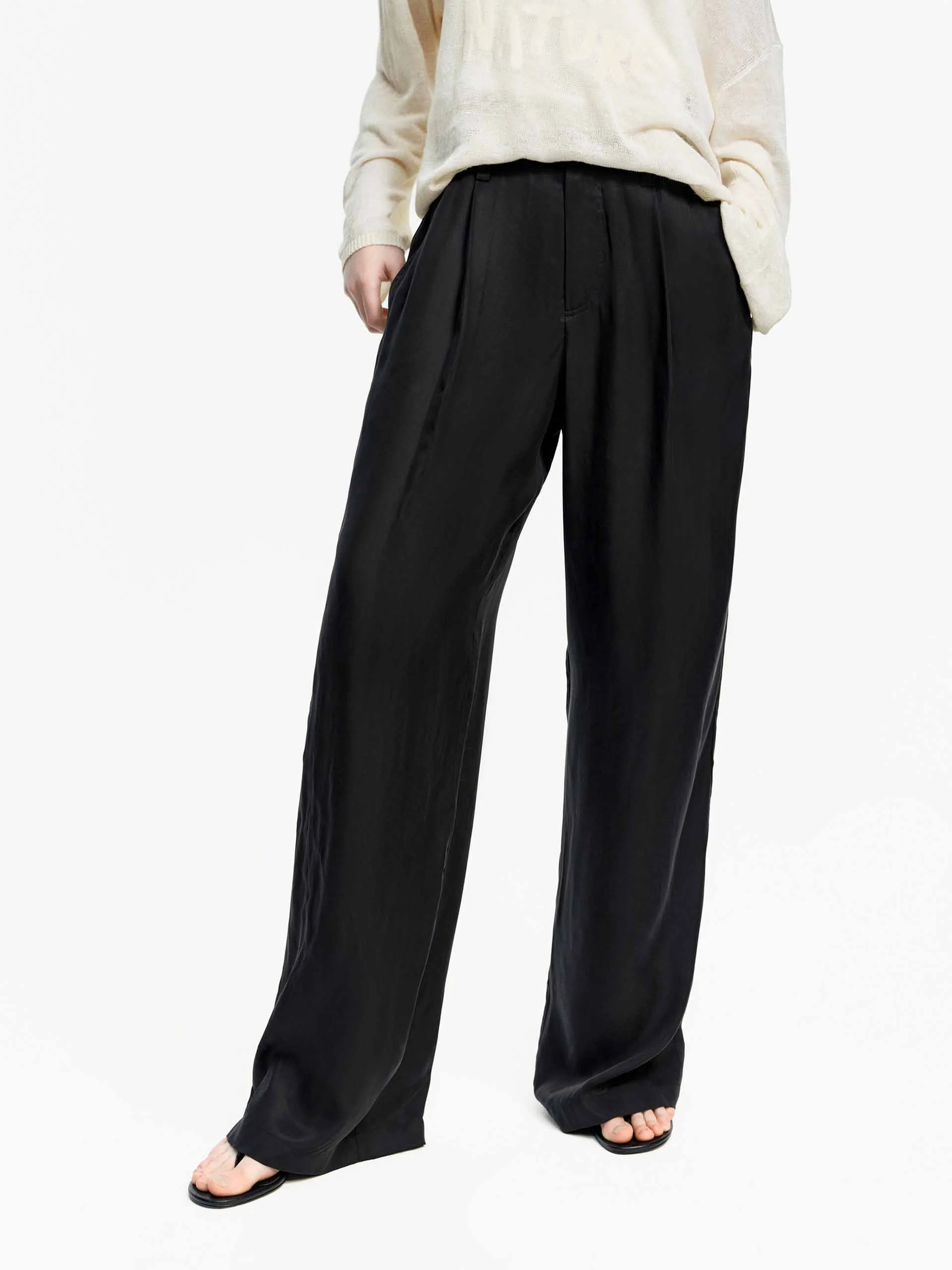 Front Pleated Straight Pants