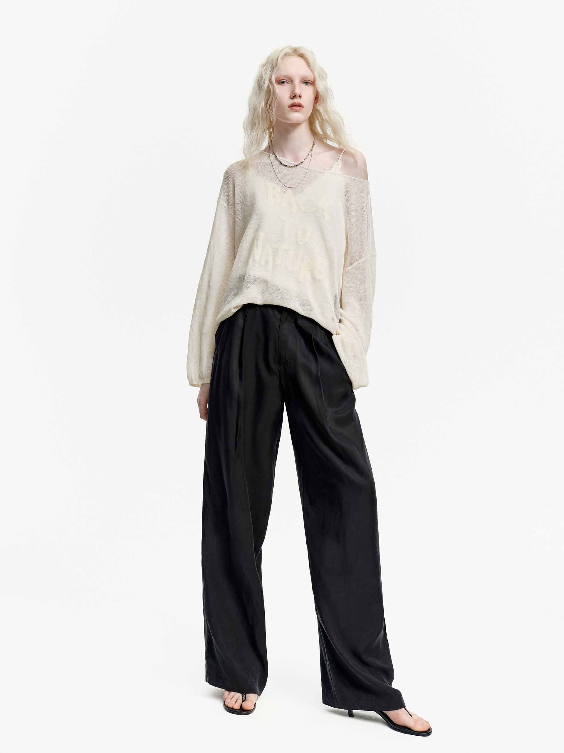 Front Pleated Straight Pants - Image 2