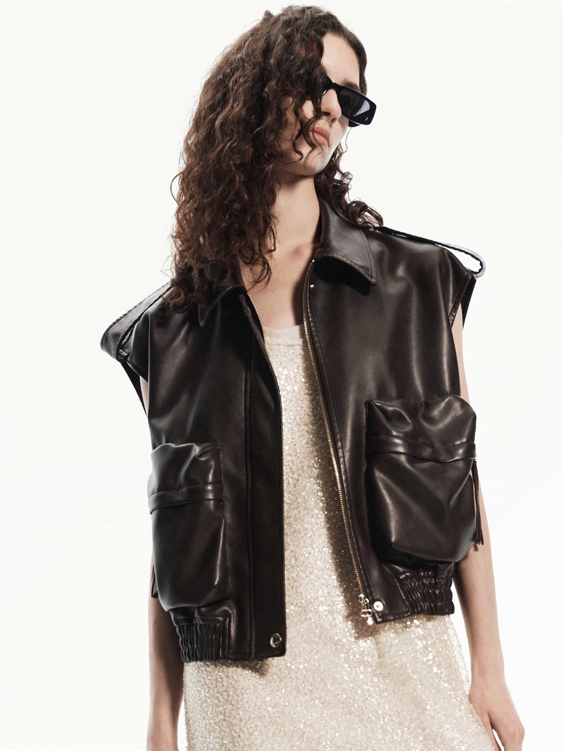 Front Pocket Leather Waistcoat